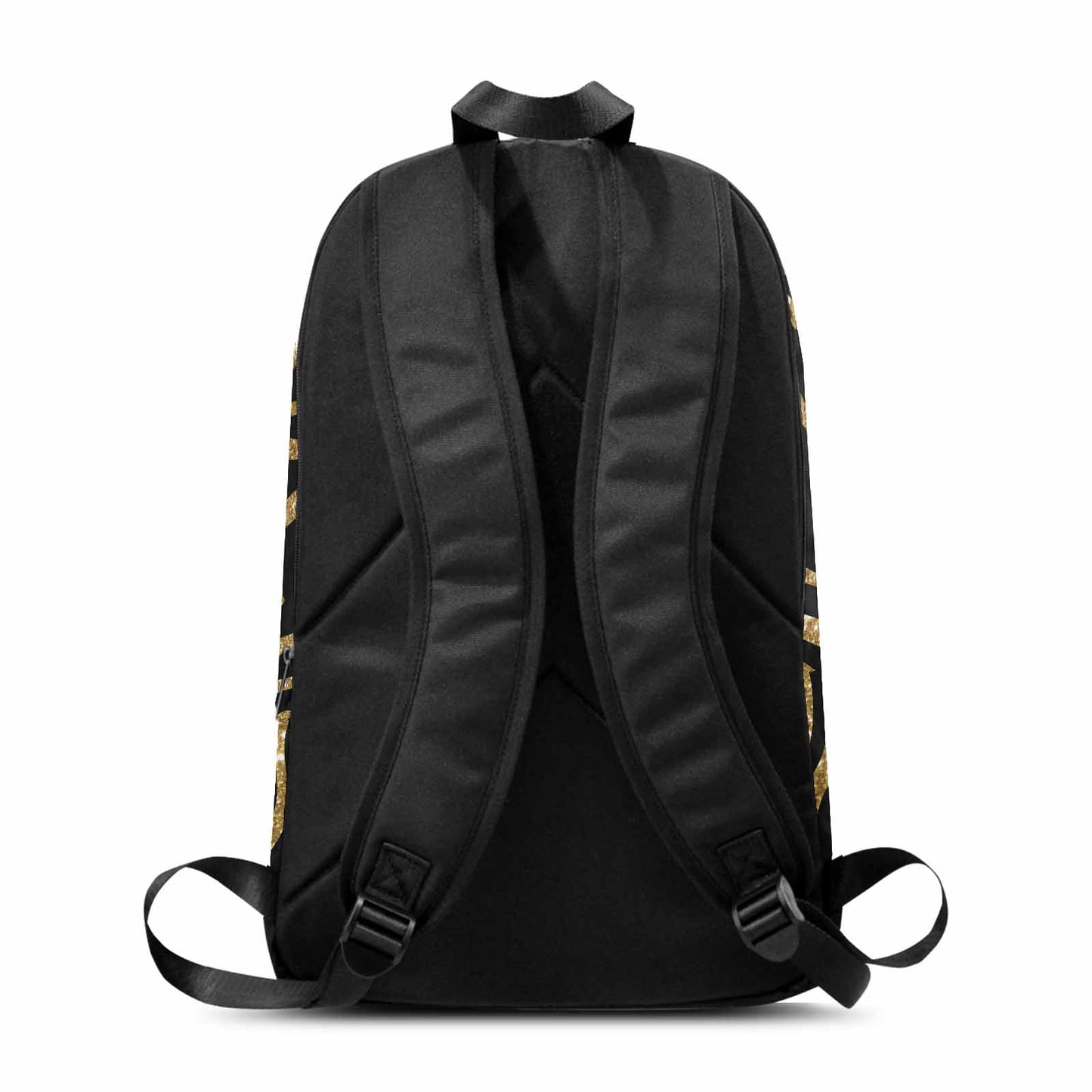 Black and Gold Glitter Leopard Print Adult Casual Backpack