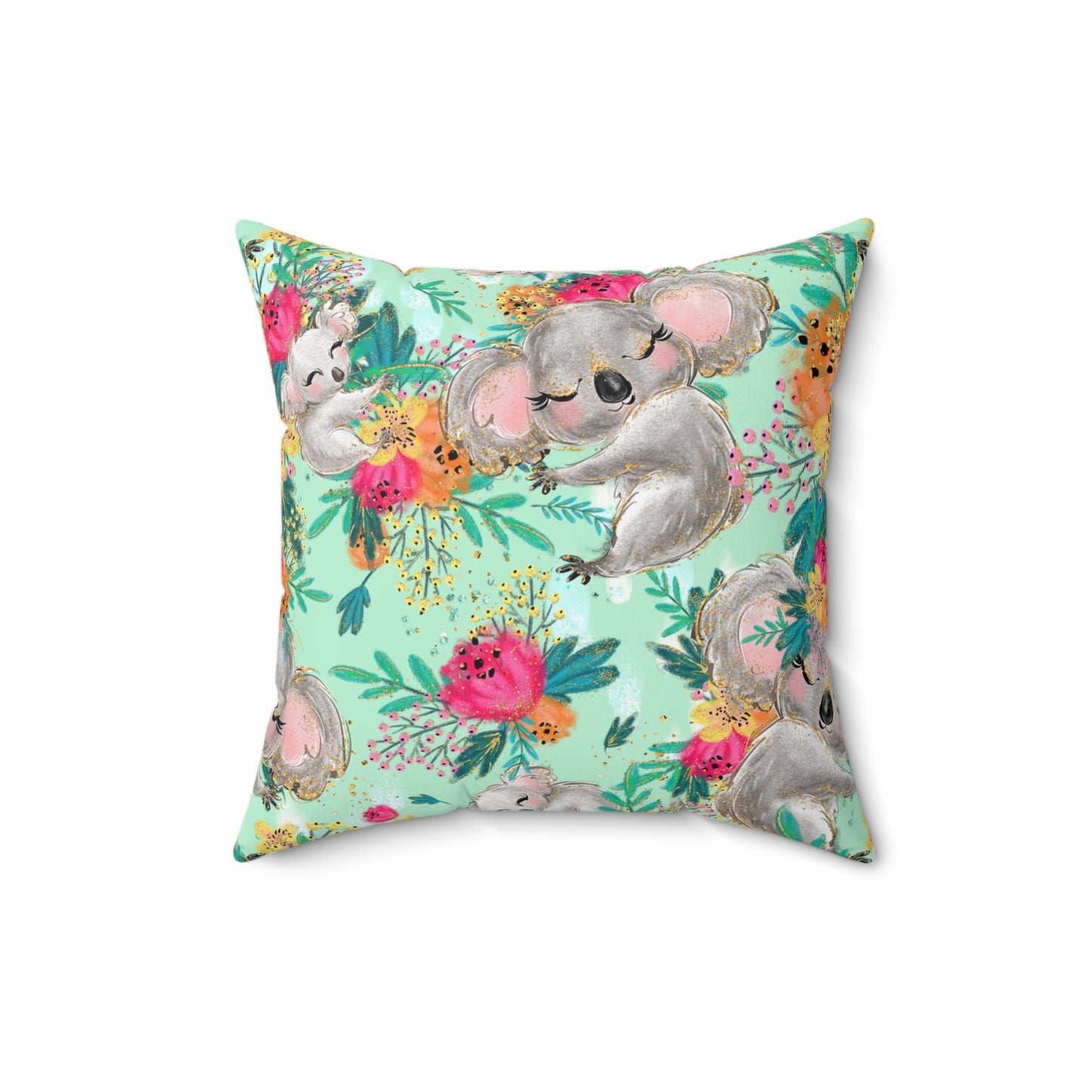 Spun Polyester Square Pillow, Australian Kangaroos