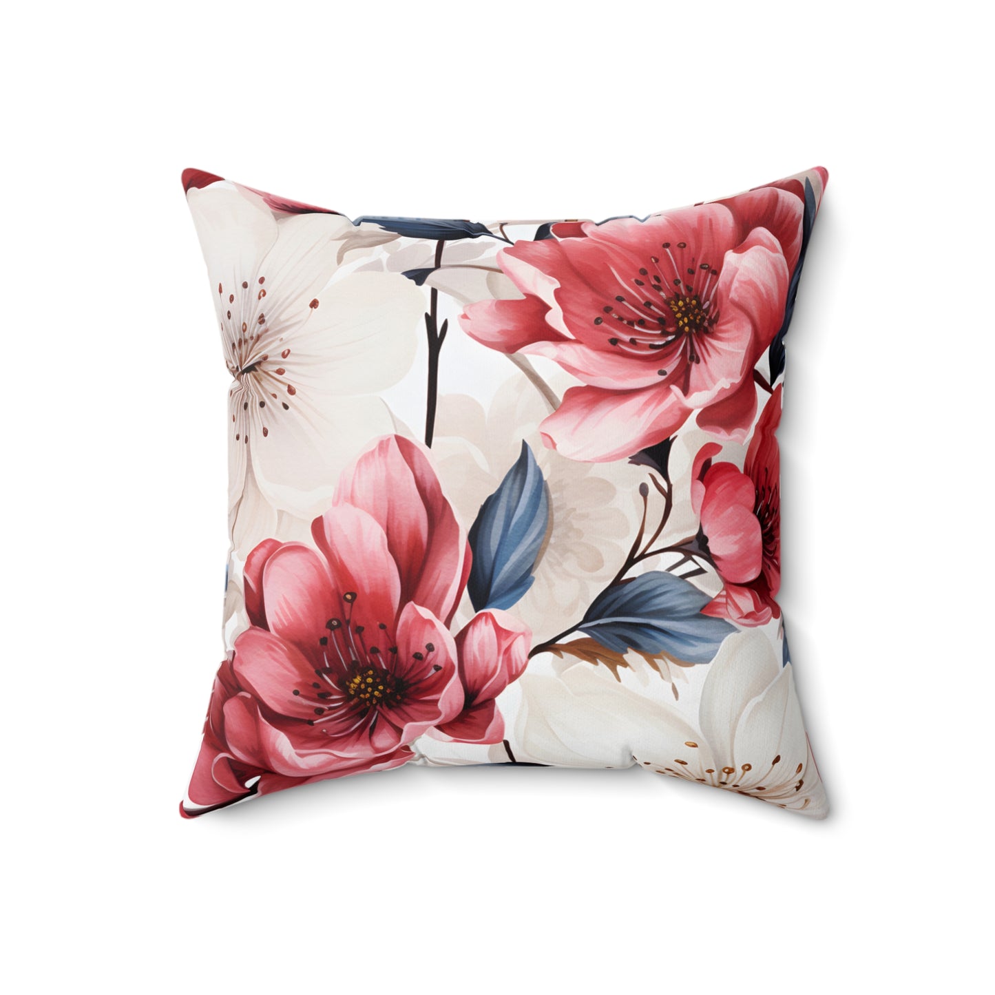 Spun Polyester Square Pillow, Floral Cushion