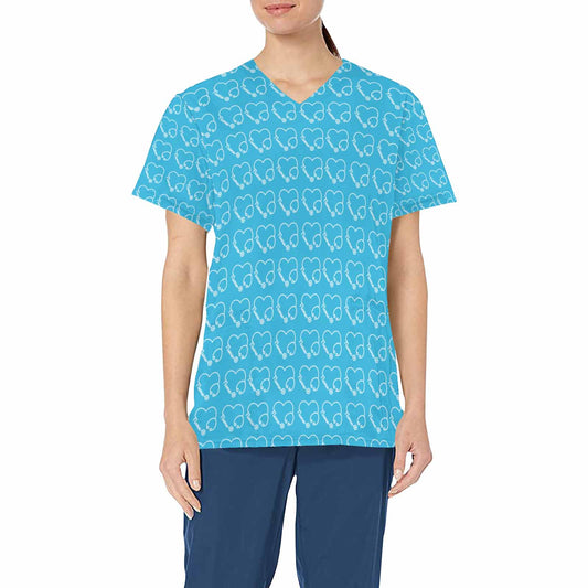 Nurse12  Women's V Neck Scrub Top Nurse Uniform with Deep Front Pockets