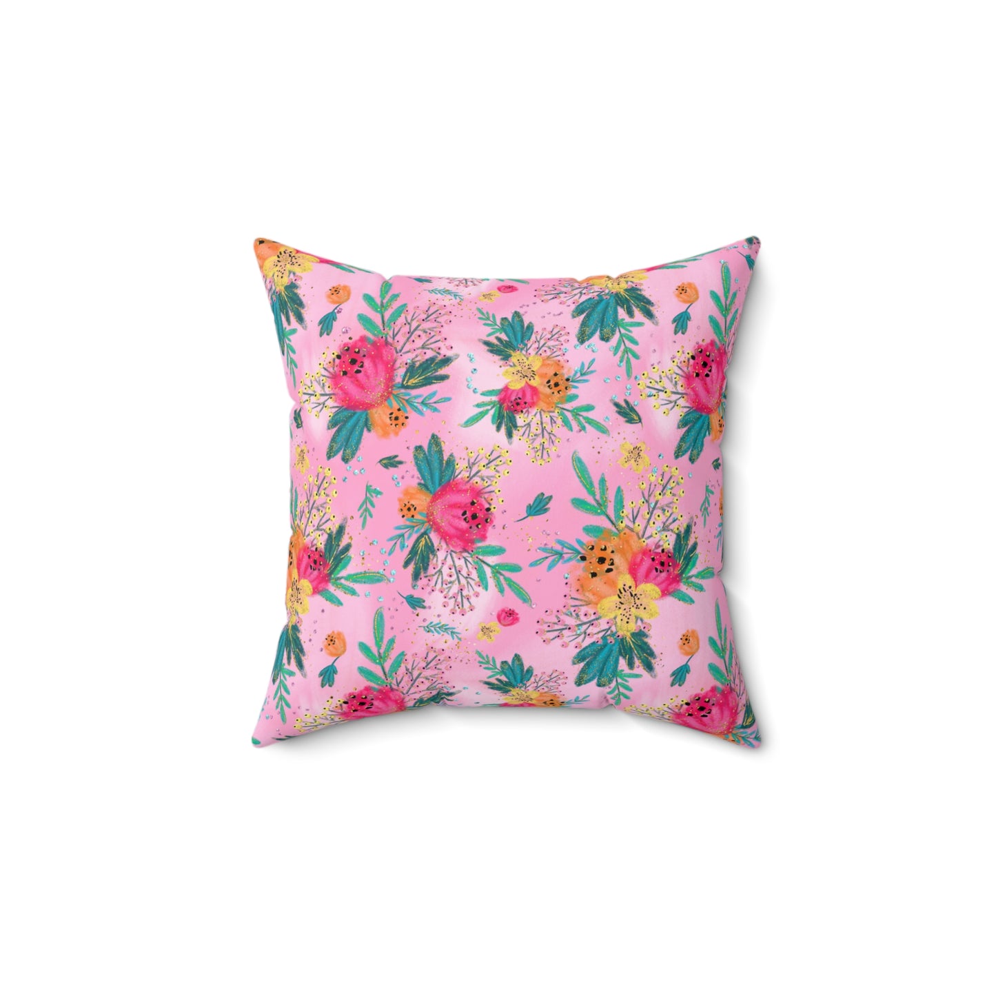 Spun Polyester Square Pillow, Australian Floral Cushion