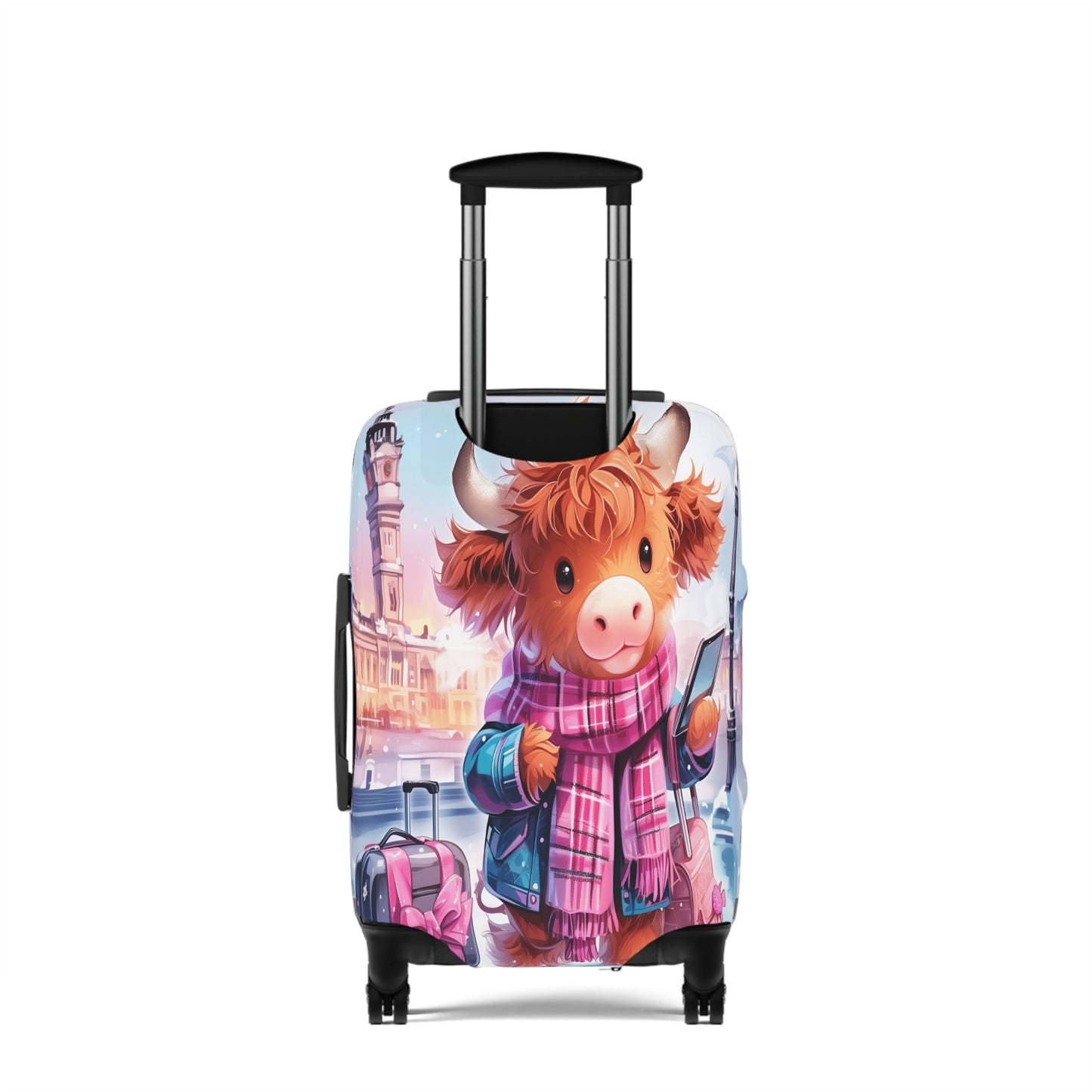 Luggage Cover, Travelling Highland Cow, awd-3024