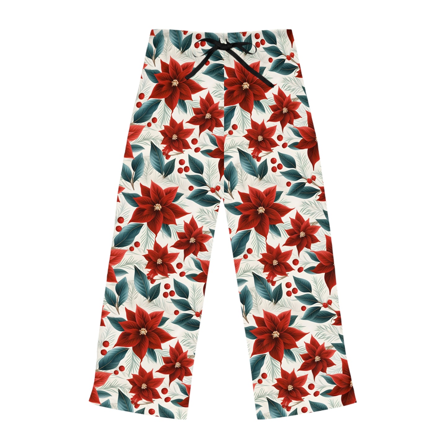 Women's Pyjama Pants, Red Poinsettia, Sleepwear Bottoms