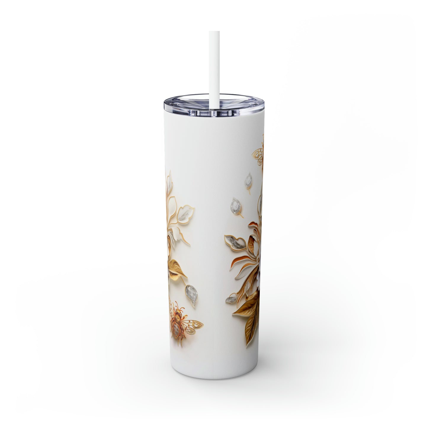 Skinny Tumbler with Straw, 20oz, Floral, awd-419