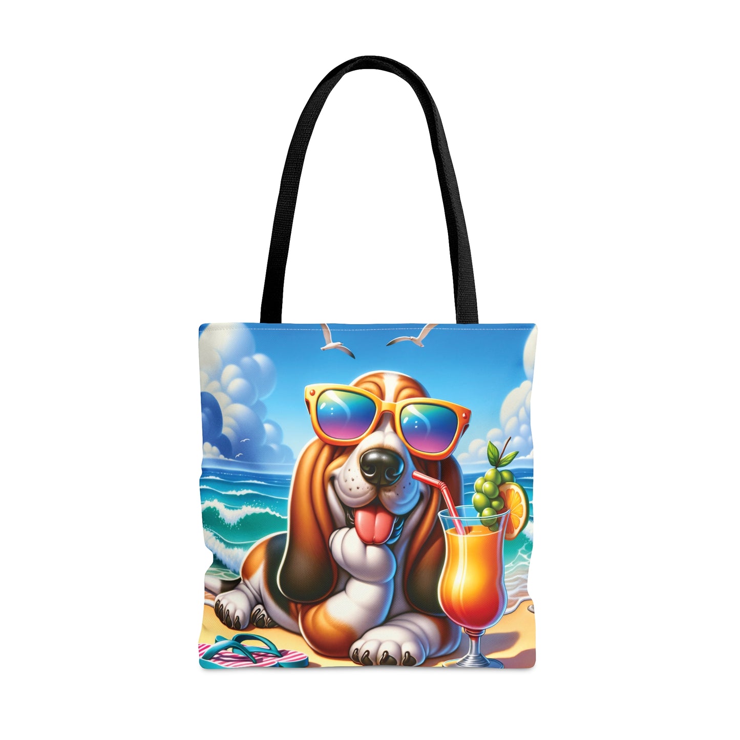 Tote Bag, Dog on Beach, Basset hound, Tote bag, awd-1110