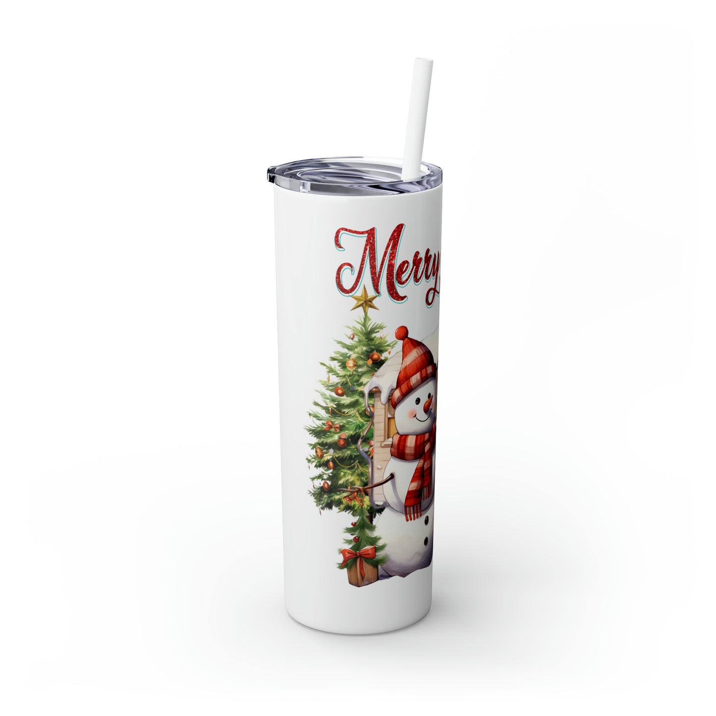 Skinny Tumbler with Straw, 20oz, Merry Campmas