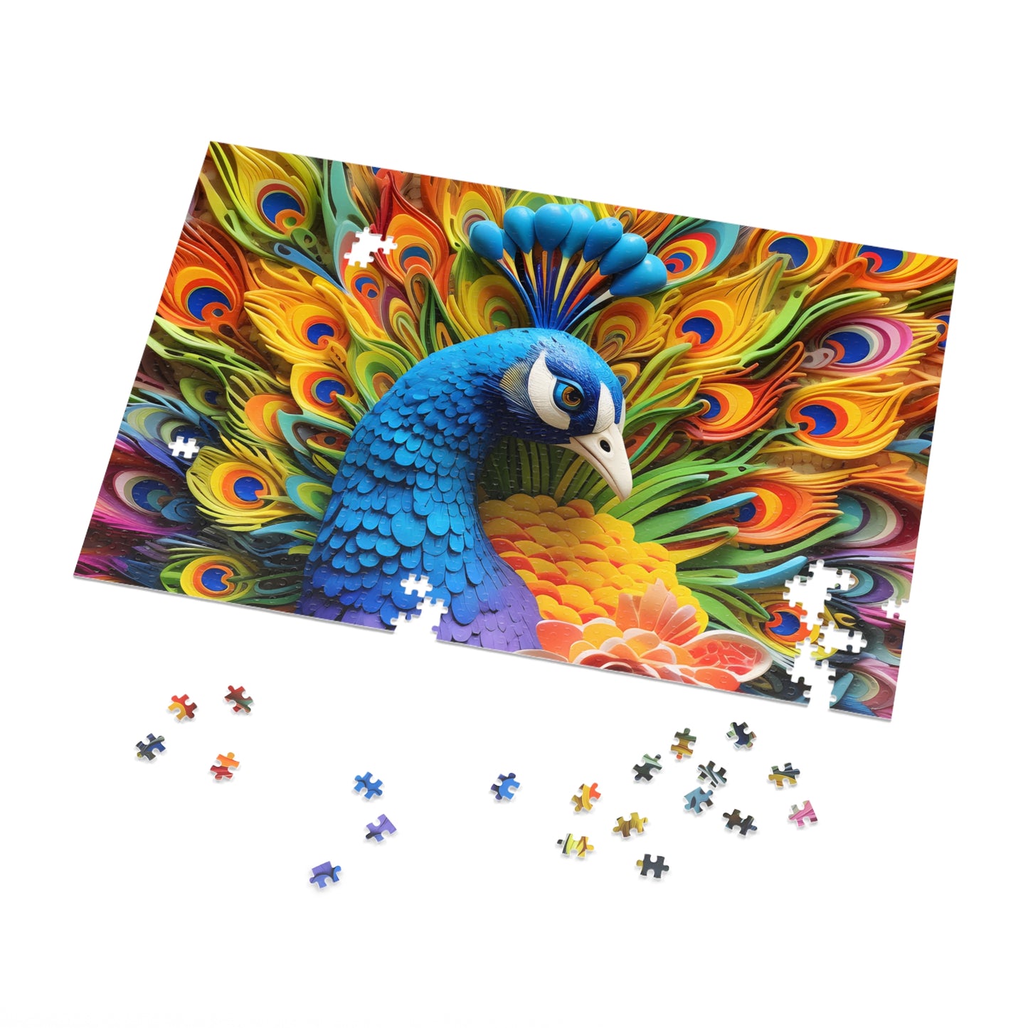 Jigsaw Puzzle, Peacock, Personalised/Non-Personalised (30, 110, 252, 500,1000-Piece)