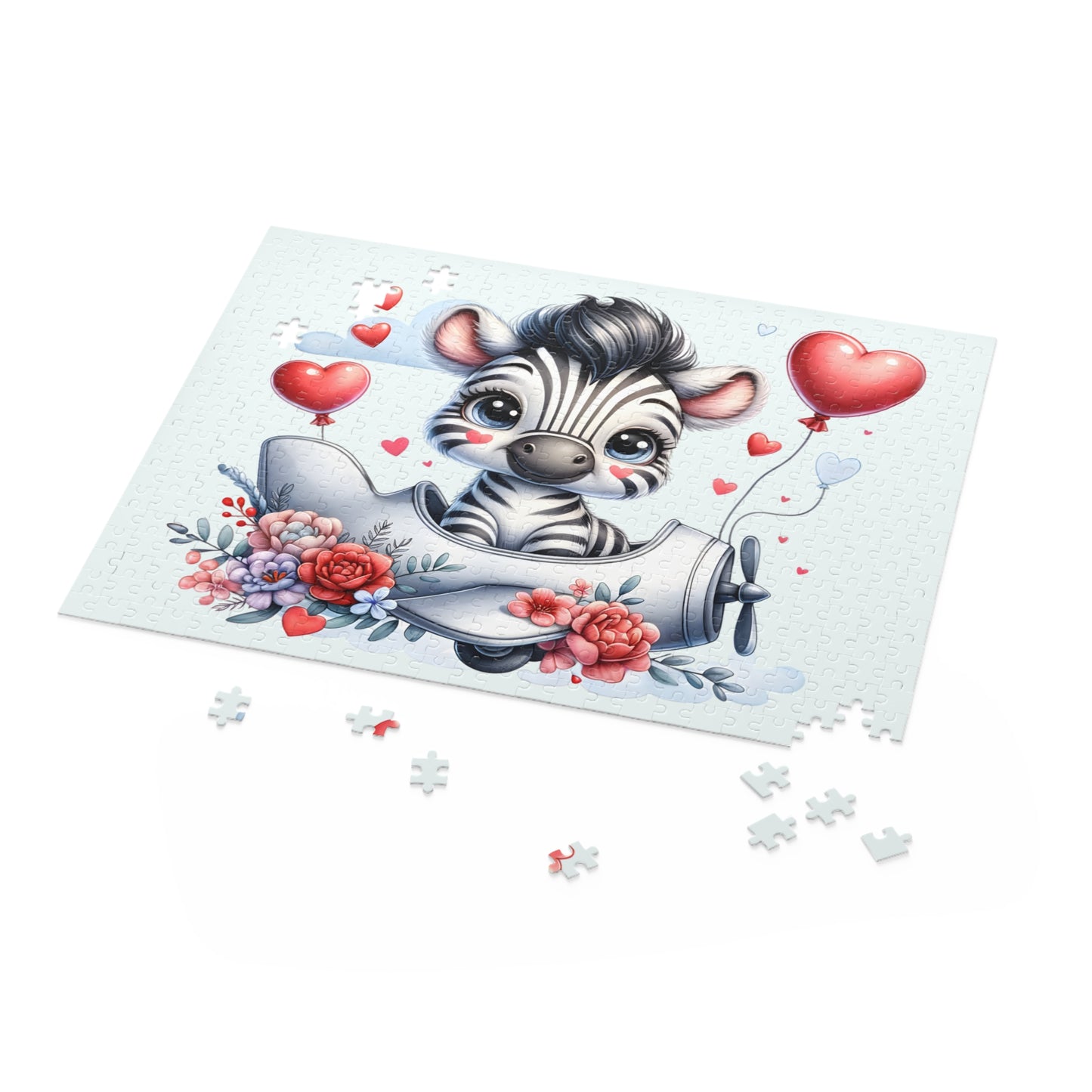 Personalised/Non-Personalised Puzzle, Zebra in Plane (120, 252, 500-Piece)