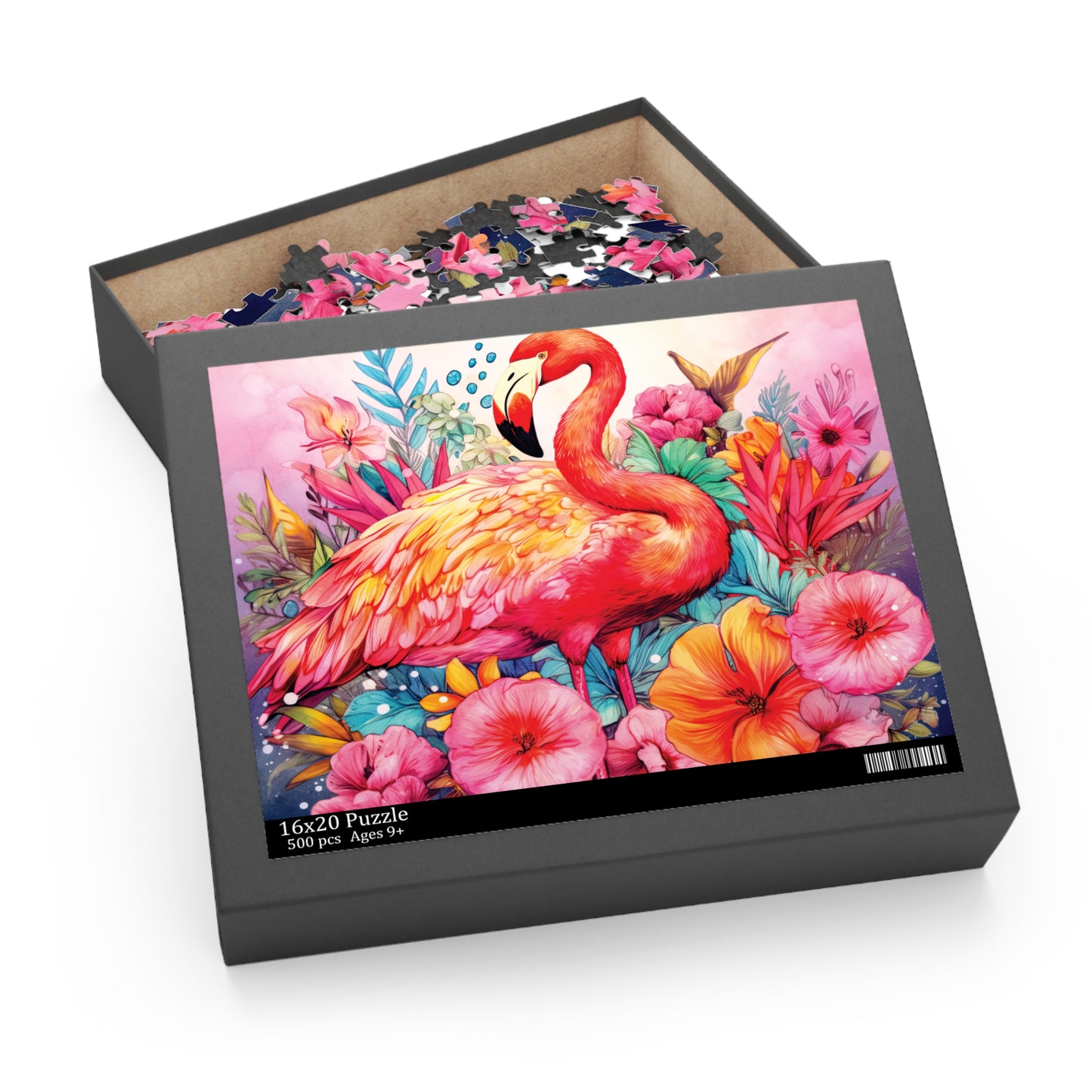 Personalised/Non-Personalised Puzzle, Flamingo (120, 252, 500-Piece)