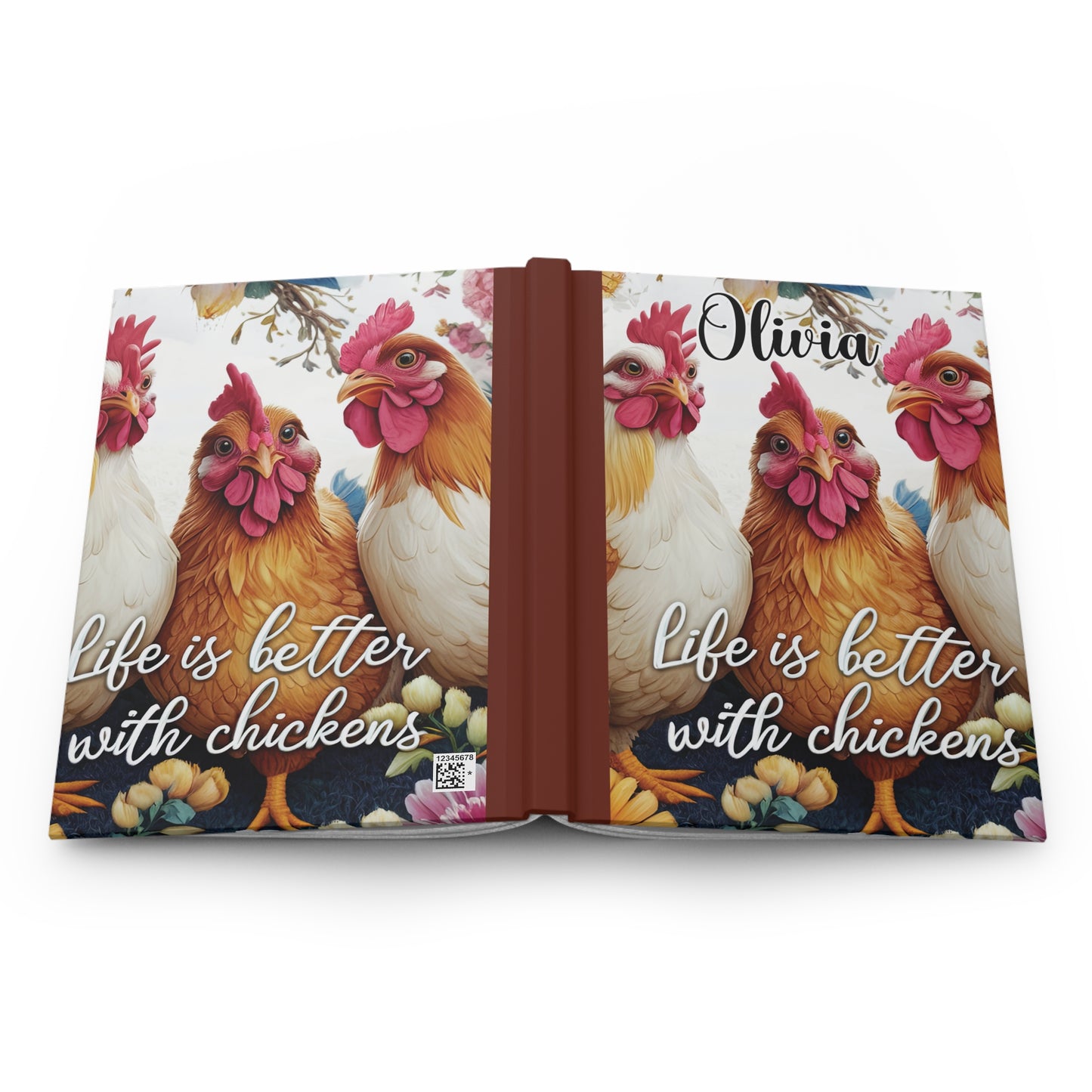 Personalised Hardcover Journal Matte, Chickens, Life is better with Chickens, awd-1676