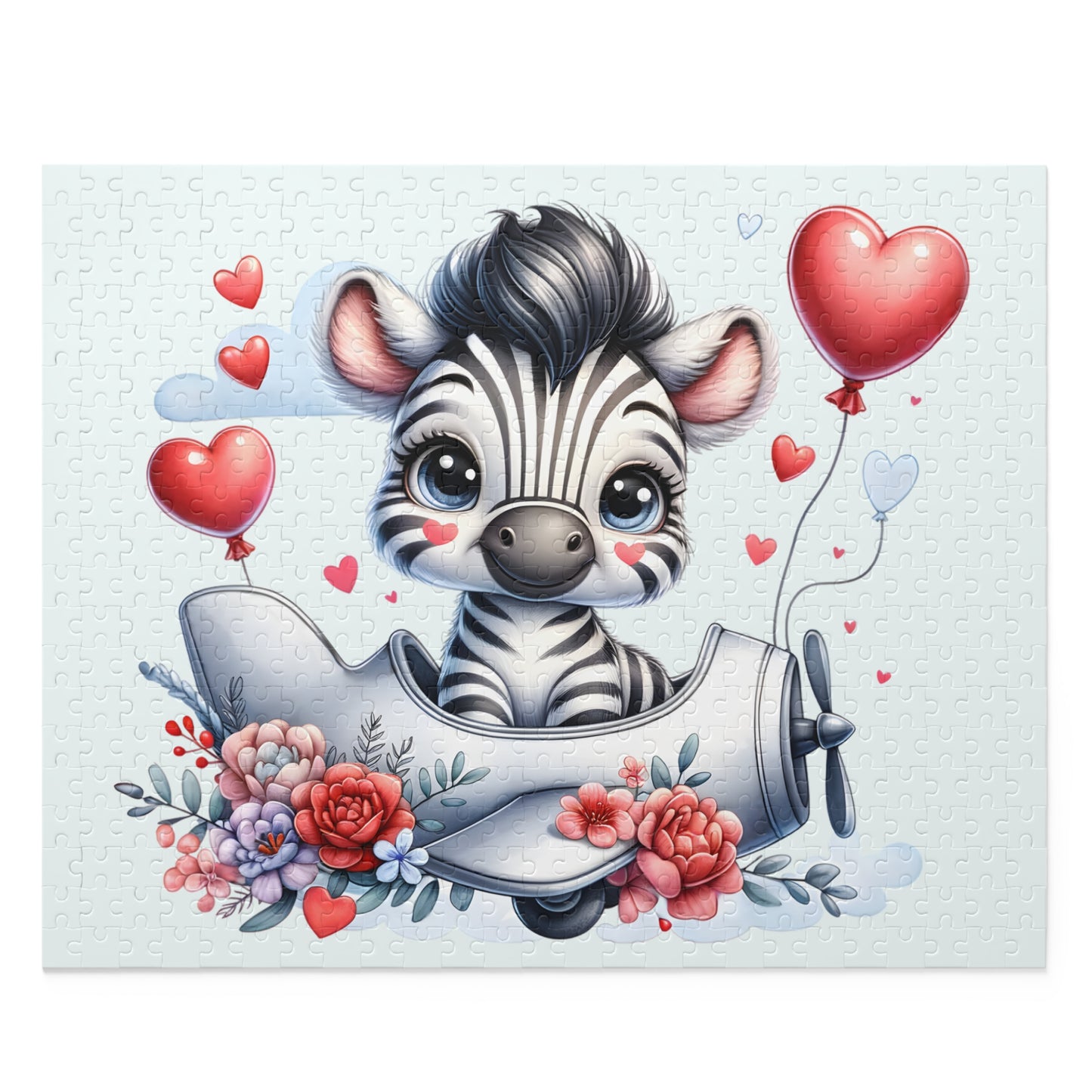 Personalised/Non-Personalised Puzzle, Zebra in Plane (120, 252, 500-Piece)