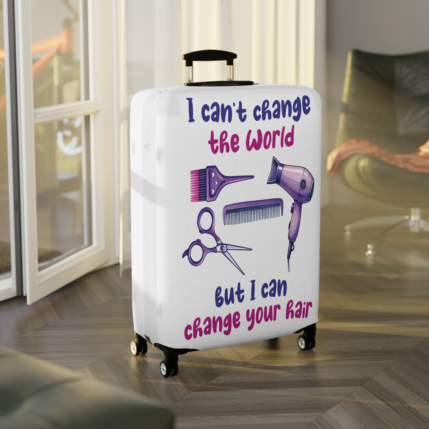 Luggage Cover, Hairdresser, I can't change the world but I can change your Hair, awd-1068