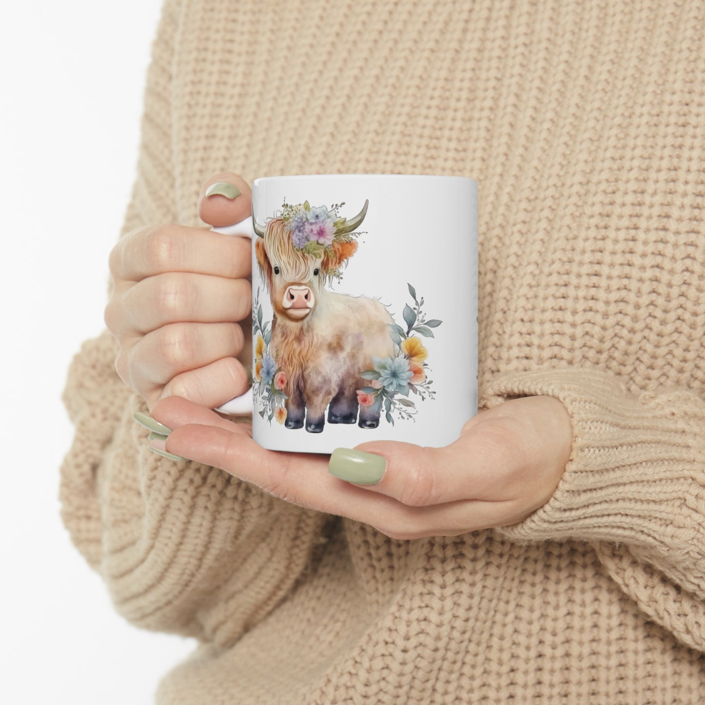 Personalised/Non Personalised Highland Cow, Ceramic Mug 11oz, Highland Cow Mug