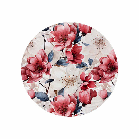 Pink Floral  Circular Micro Fleece Blanket 47"