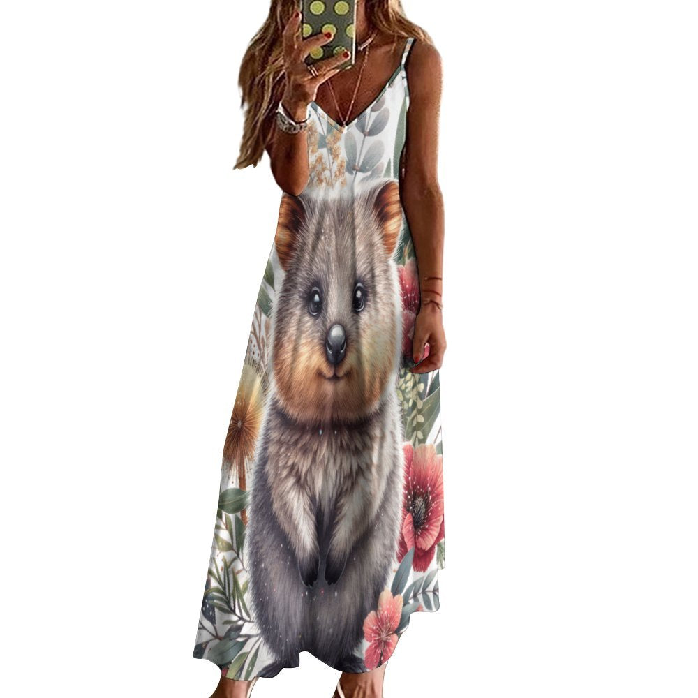 Australian Animals Quokka Spaghetti Strap Ankle-Length Dress Long dress