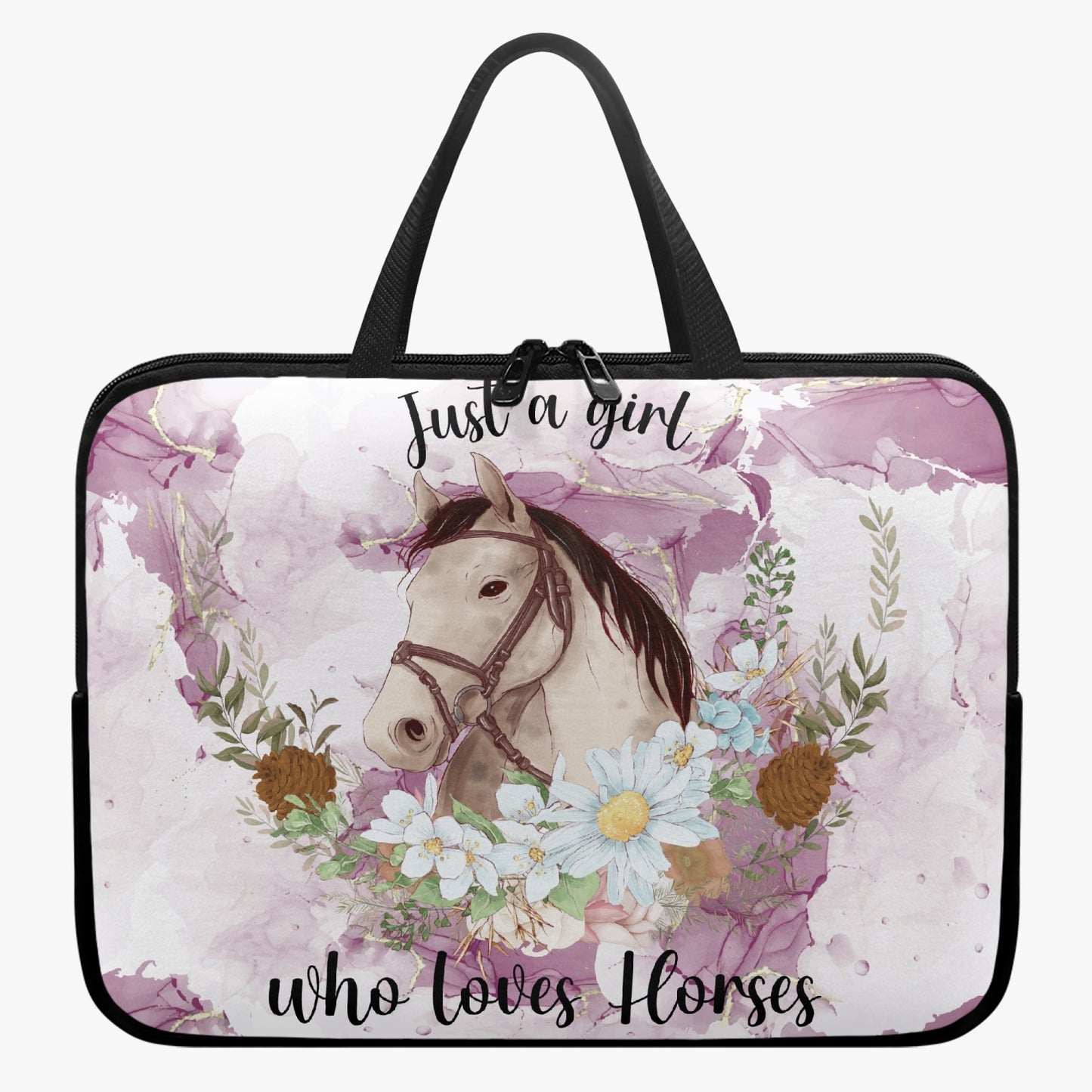 Laptop Sleeve with Handles - Just a Girl Who Loves Horses