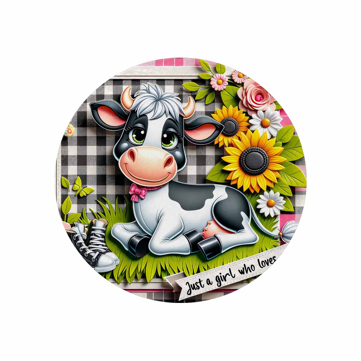 Just a Girl Who Loves Cows Awd351118  Circular Micro Fleece Blanket 60"