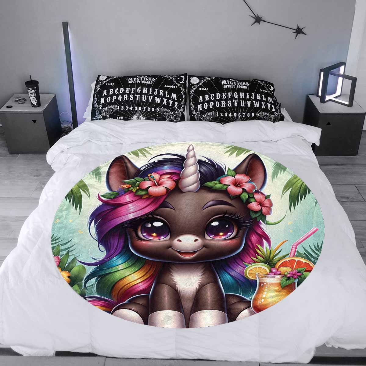 Unicorn_Awd35135  Circular Micro Fleece Blanket 60"