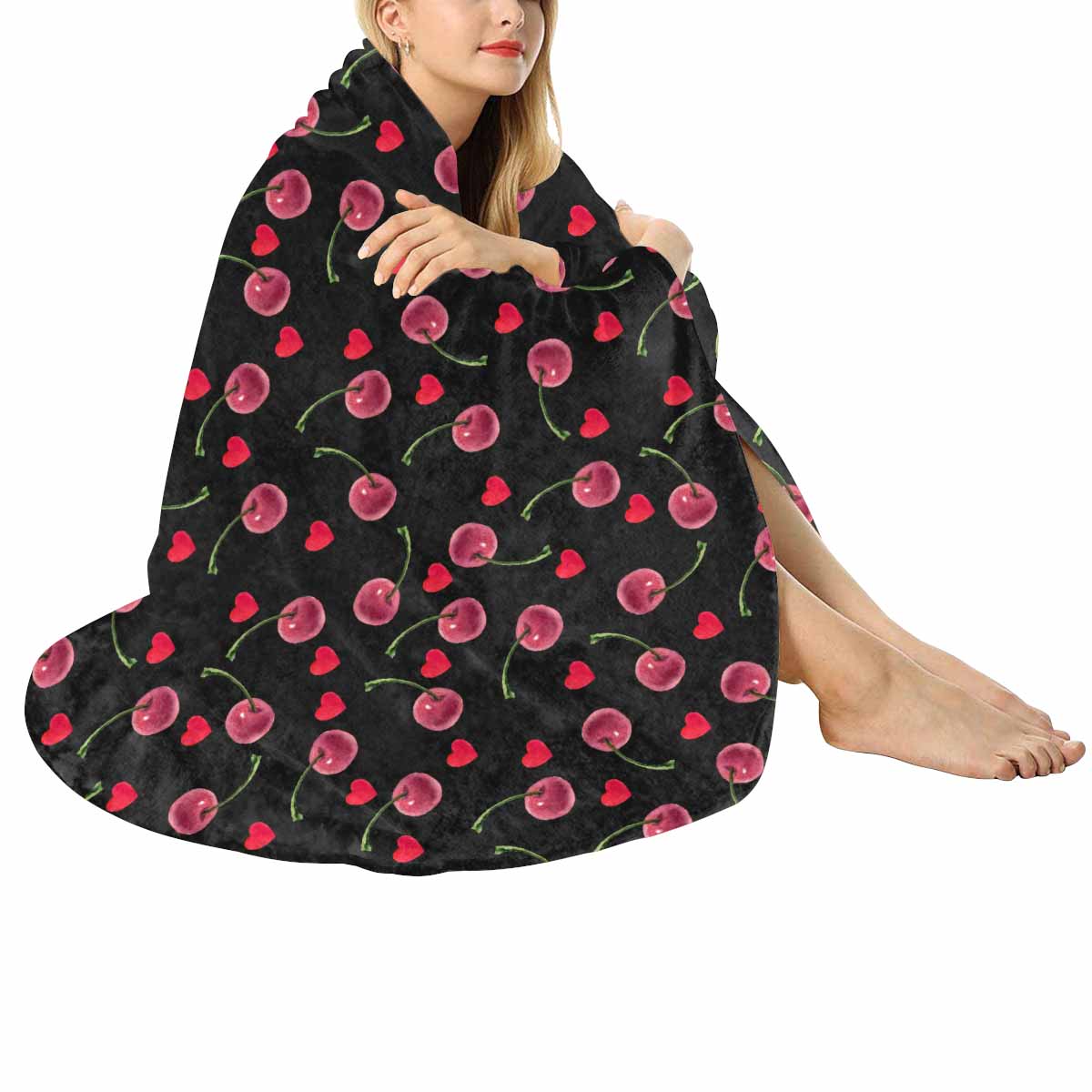 Cherries  Circular Micro Fleece Blanket 60"