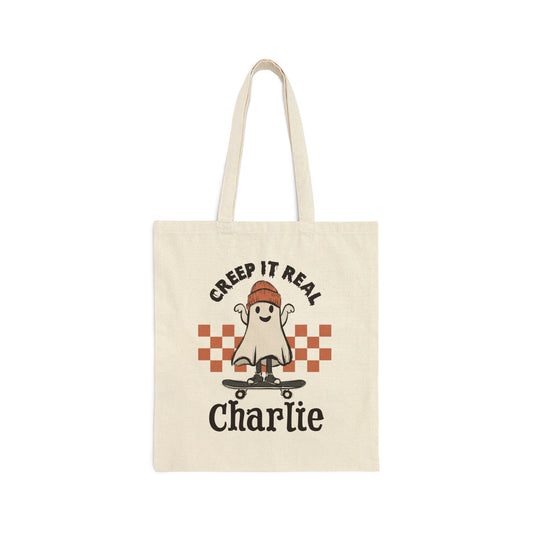 Cotton Canvas Tote Bag, Personalized Trick or Treat Bag, Personalised Halloween Bag, Halloween Tote, Kids Halloween Bag, Trick-or-Treat Bag