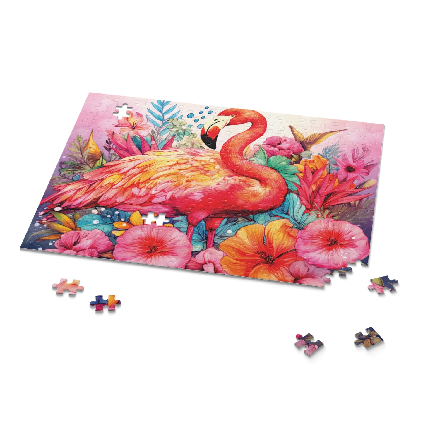 Personalised/Non-Personalised Puzzle, Flamingo (120, 252, 500-Piece)