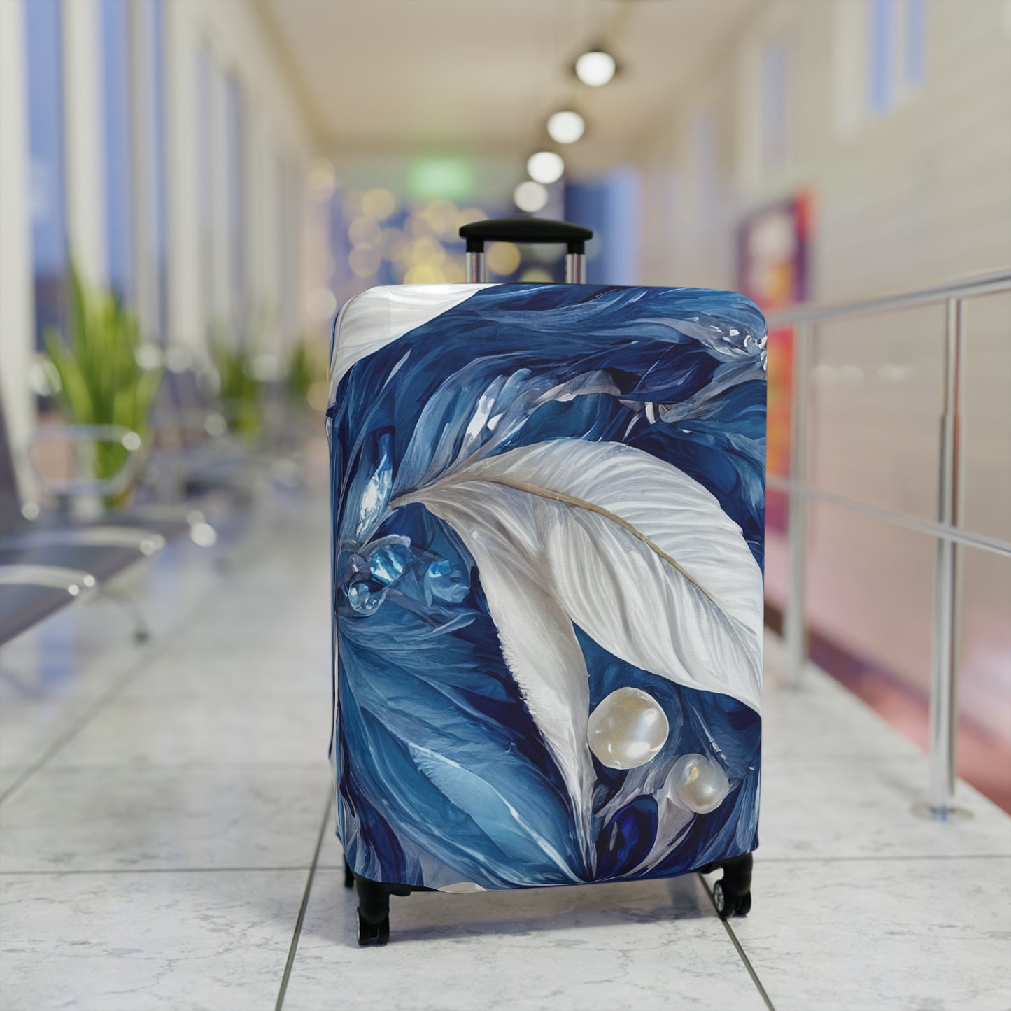 Luggage Cover, Blue Floral-2