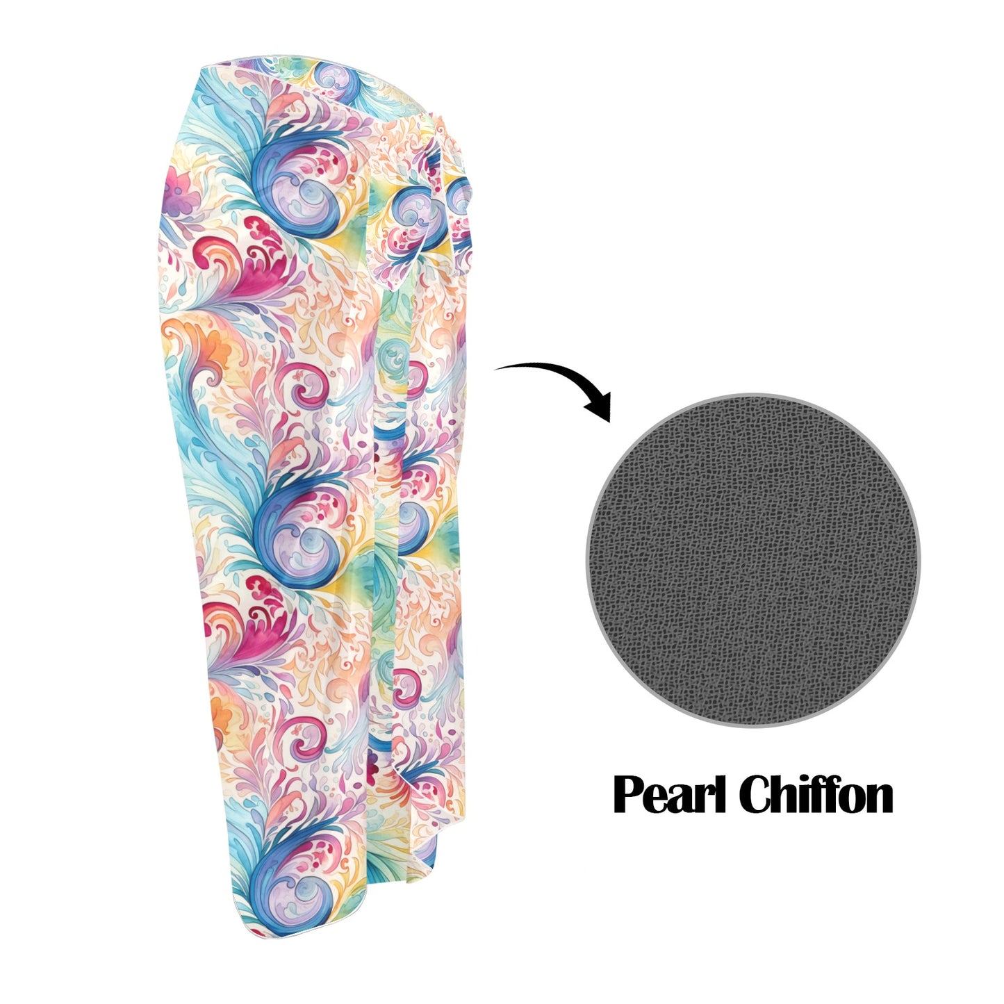 Pastel Rainbow Paisley Long Beach Sarong Wrap