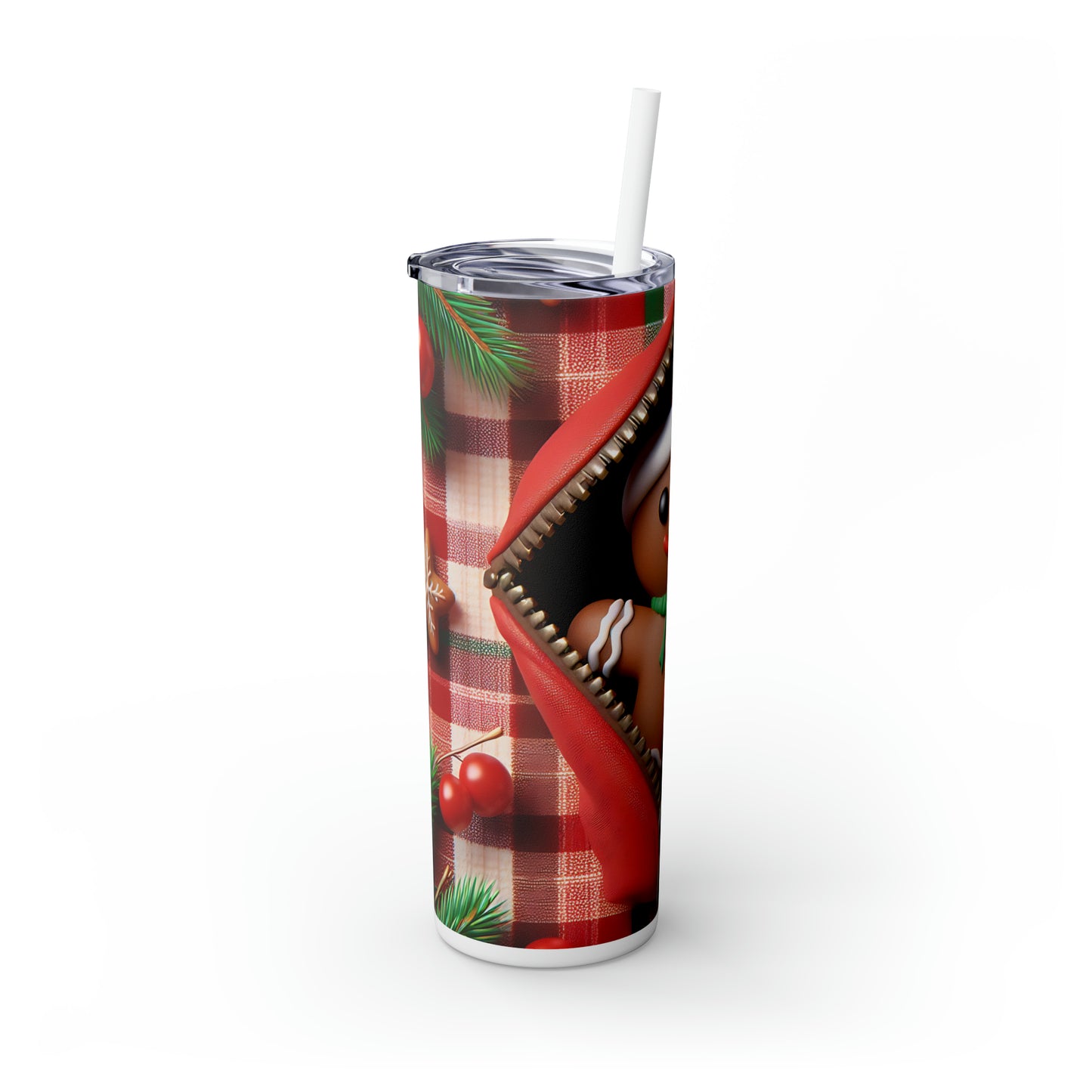 Skinny Tumbler with Straw, 20oz, Gingerbread Man, awd-843