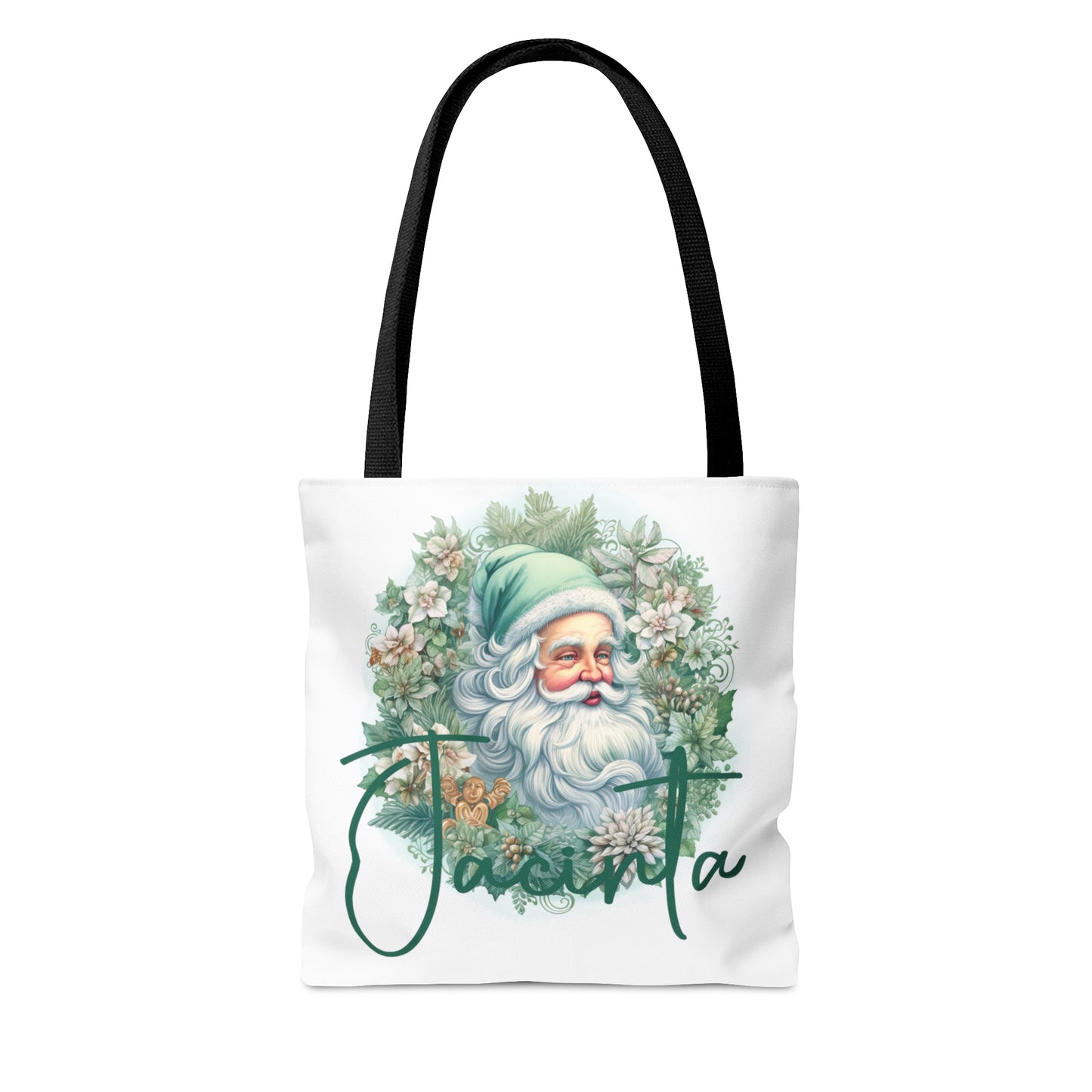 Santa wreath Personalised Tote Bag, Christmas bag, Christmas Tote Bag, Personalised/Non-Personalised