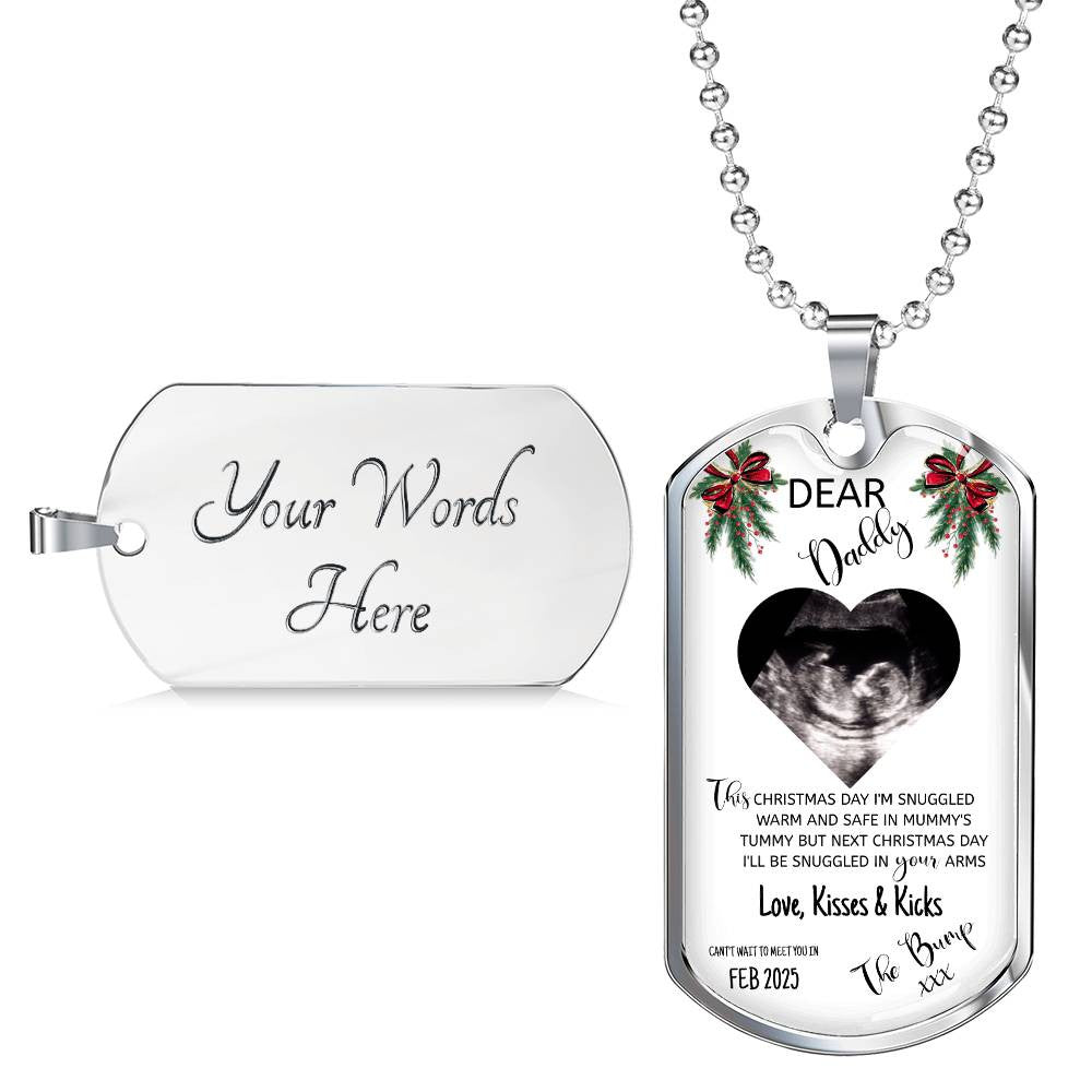 Dog Tag Personalised Dear Daddy Can't Wait to Meet you Pendant