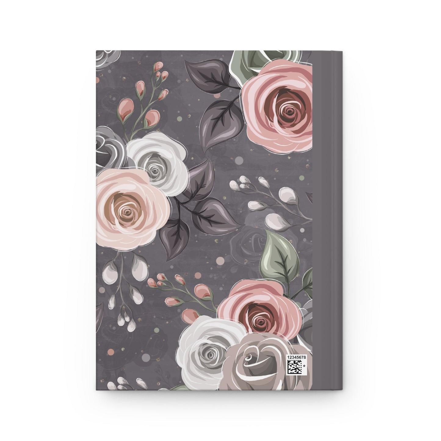 Personalised Hardcover Journal Matte, Grey and Pink Floral, awd-1416