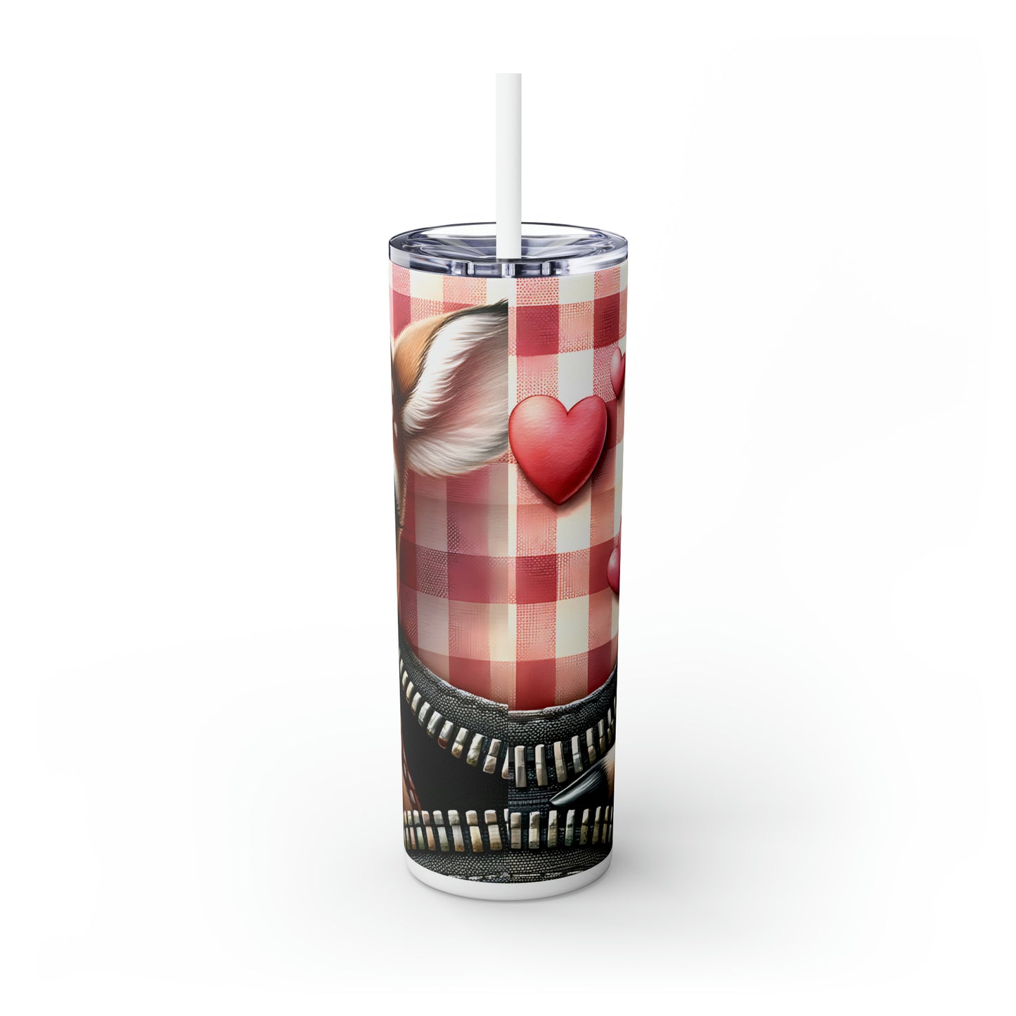 Skinny Tumbler with Straw, 20oz, Deer, Valentines Day, awd-802