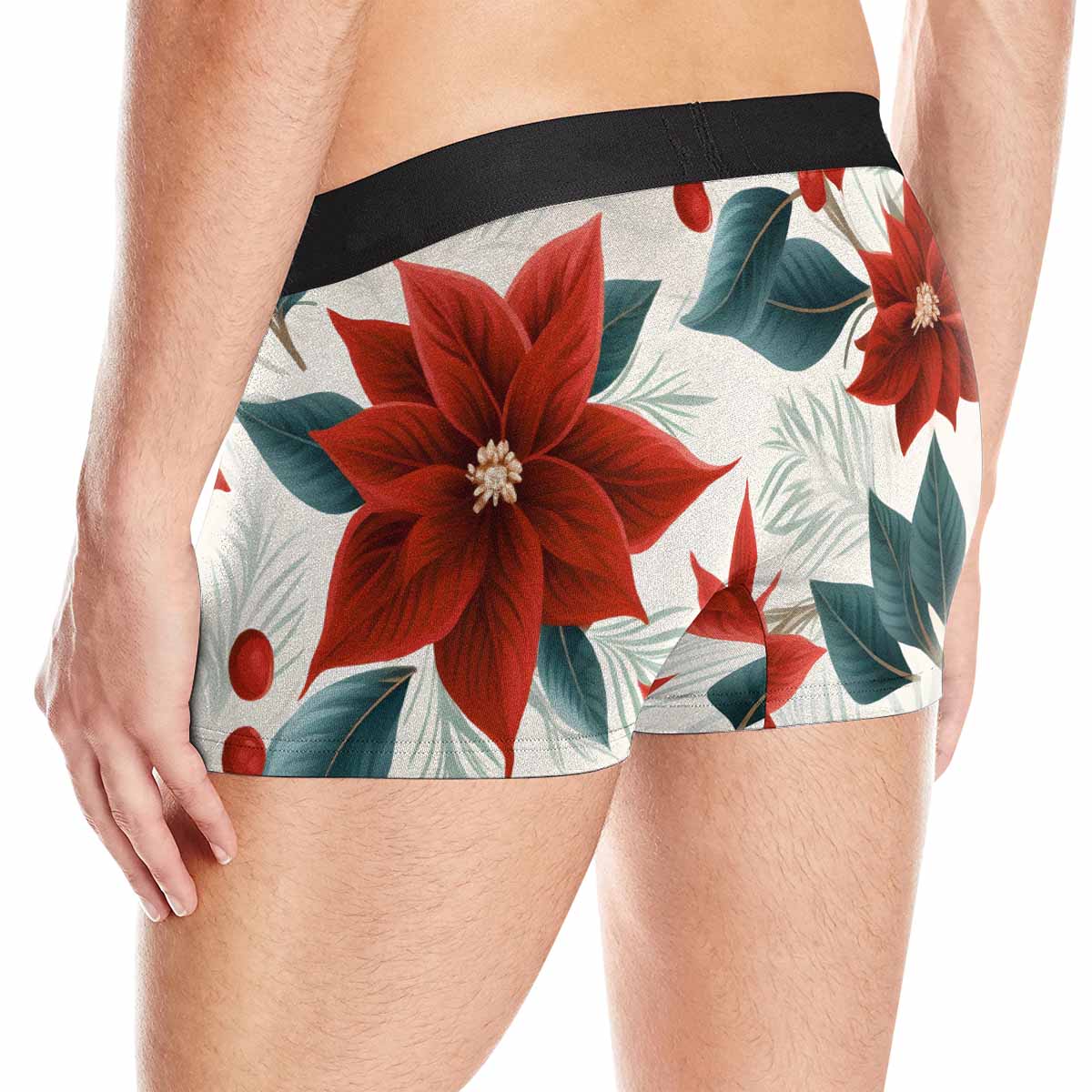 Christmas Red Poinsettia AUS Men's Boxer Briefs (Made In AUS)