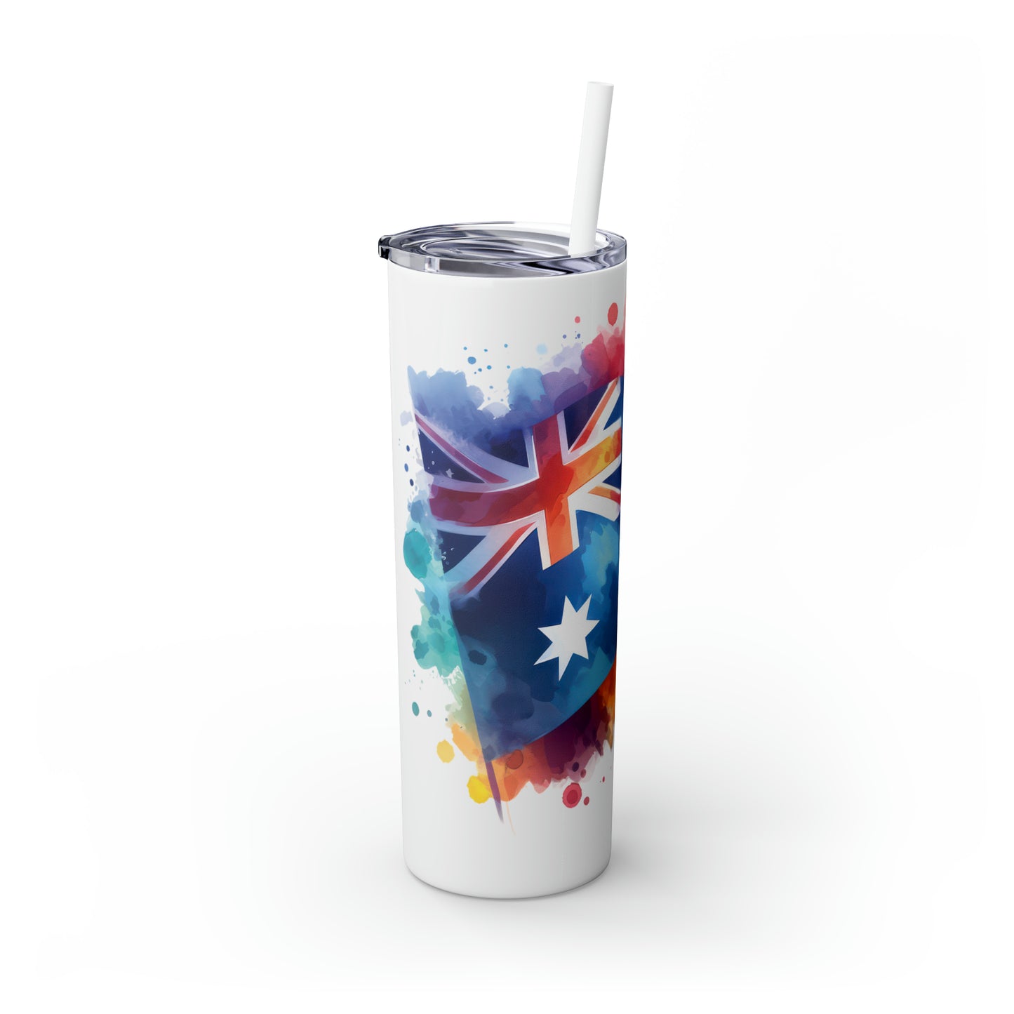 Skinny Tumbler with Straw, 20oz, Australian Flag, awd-1336