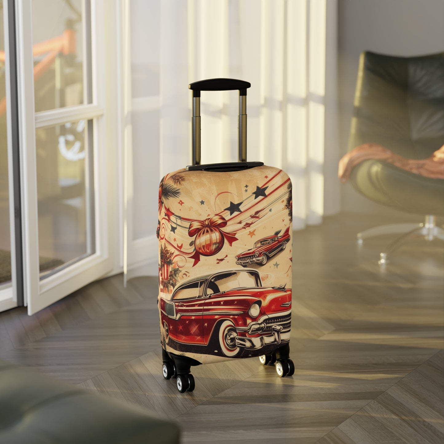 Luggage Cover, Christmas, Vintage Car