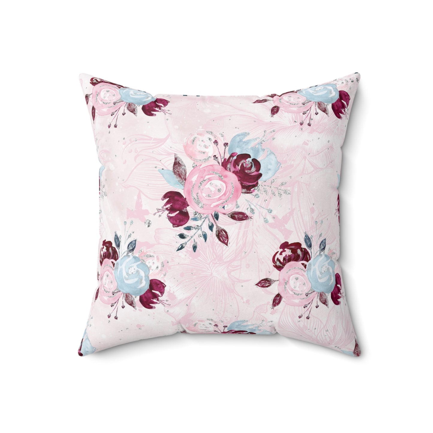 Spun Polyester Square Pillow, Floral Cushion