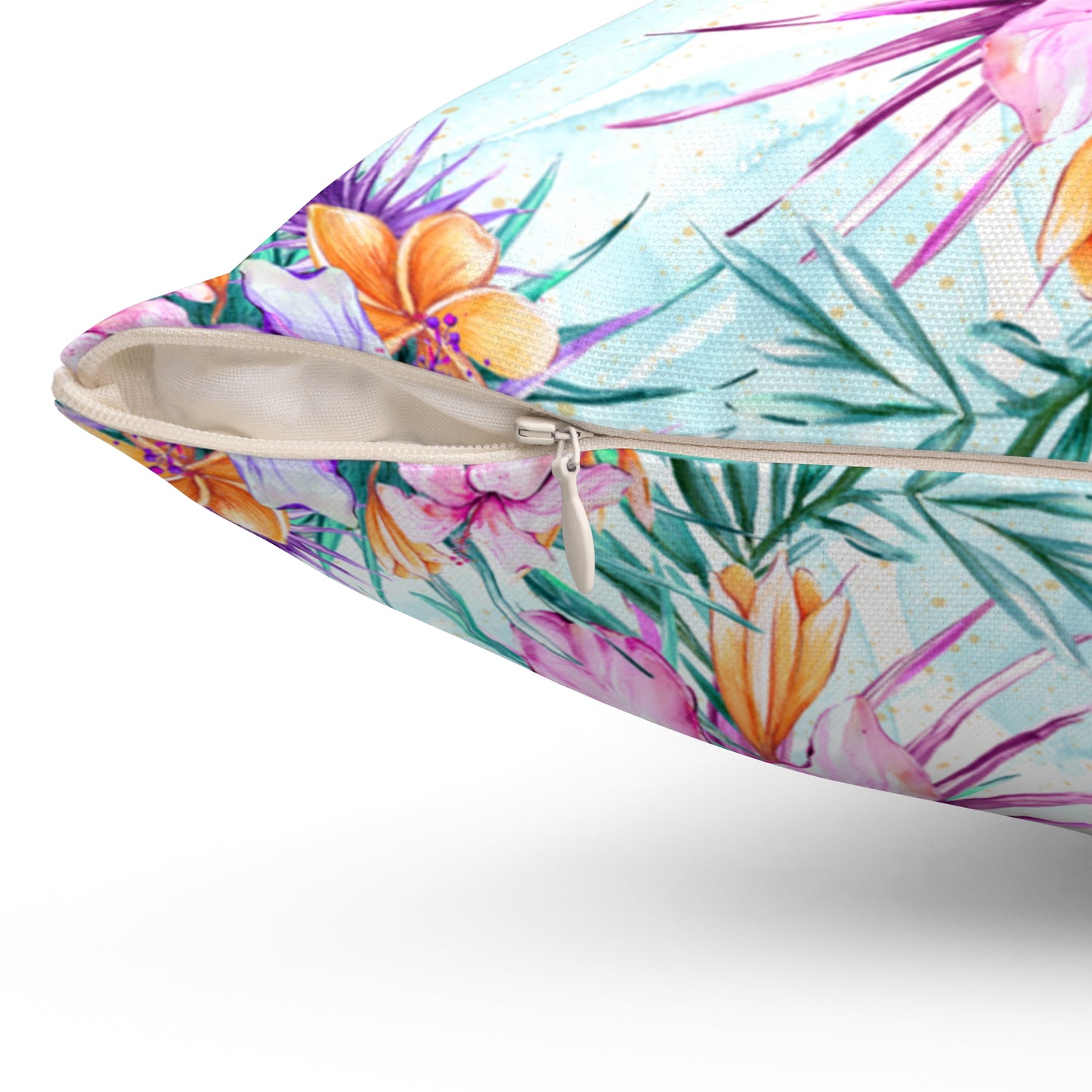 Spun Polyester Square Pillow, Summer Floral Cushion