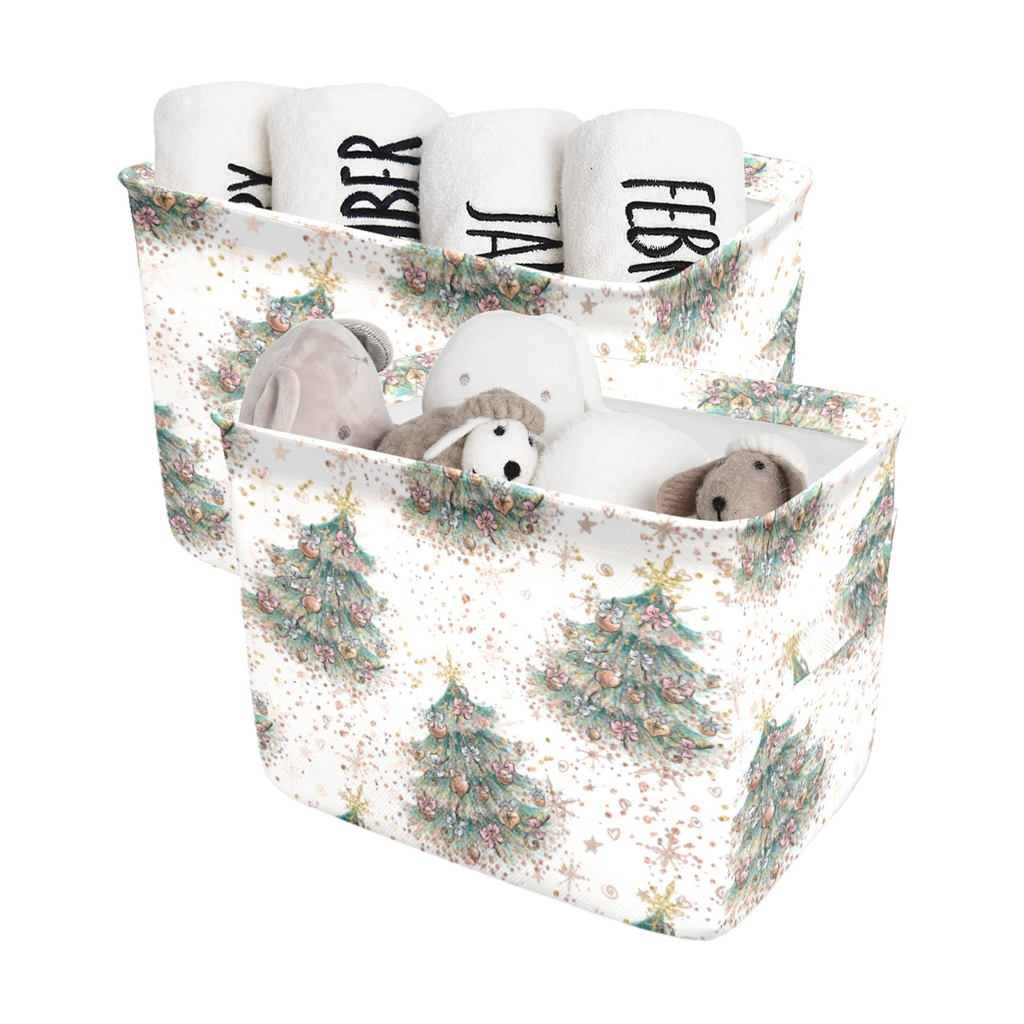 White Christmas 50 Fabric Storage Basket