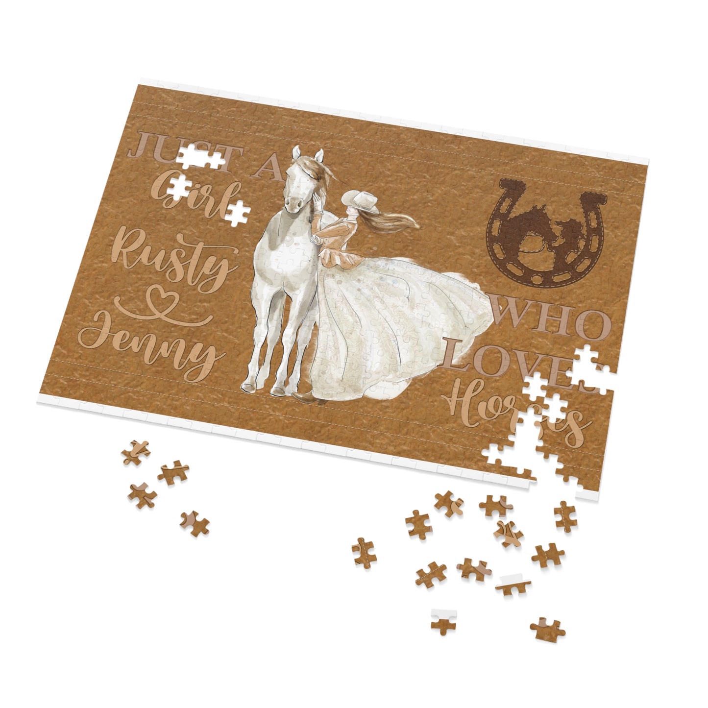 Jigsaw Puzzle, Just a Girl Who Loves Horses, Personalised/Non-Personalised (30, 110, 252, 500,1000-Piece)