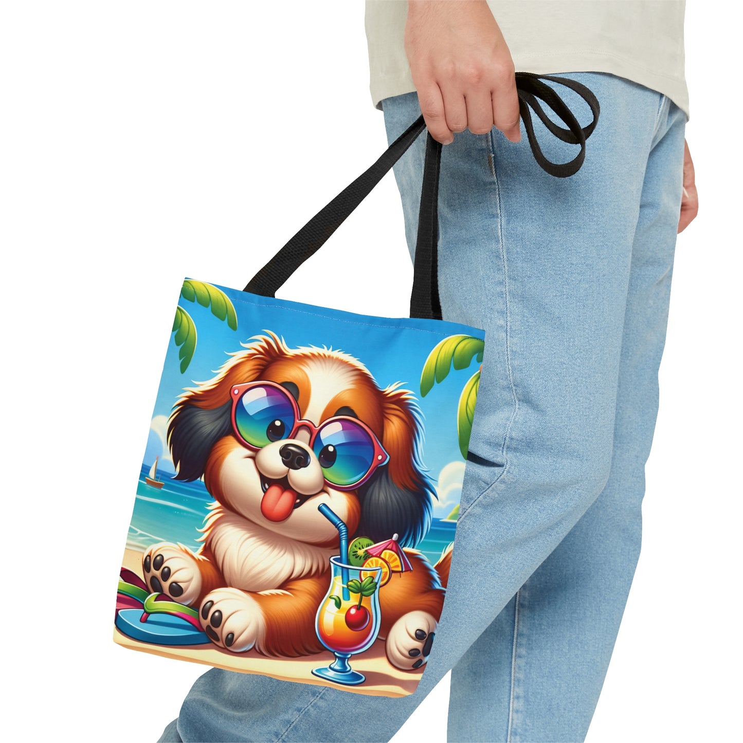 Tote Bag, Dog on Beach, Tibetan Spaniel, Tote bag, awd-1252