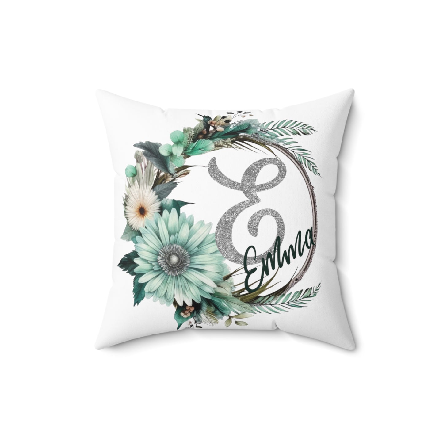 Personalised Green Wreath Cushion, Polyester Square Cushion, Christmas cushion