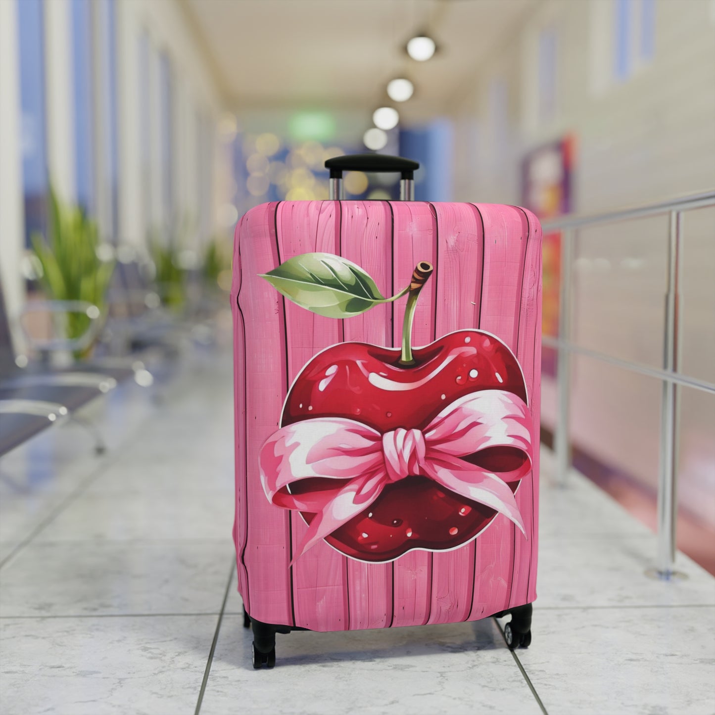 Luggage Cover, Rockabilly, Coquette, Pink Timber, Apple and Ribbon, awd-2526