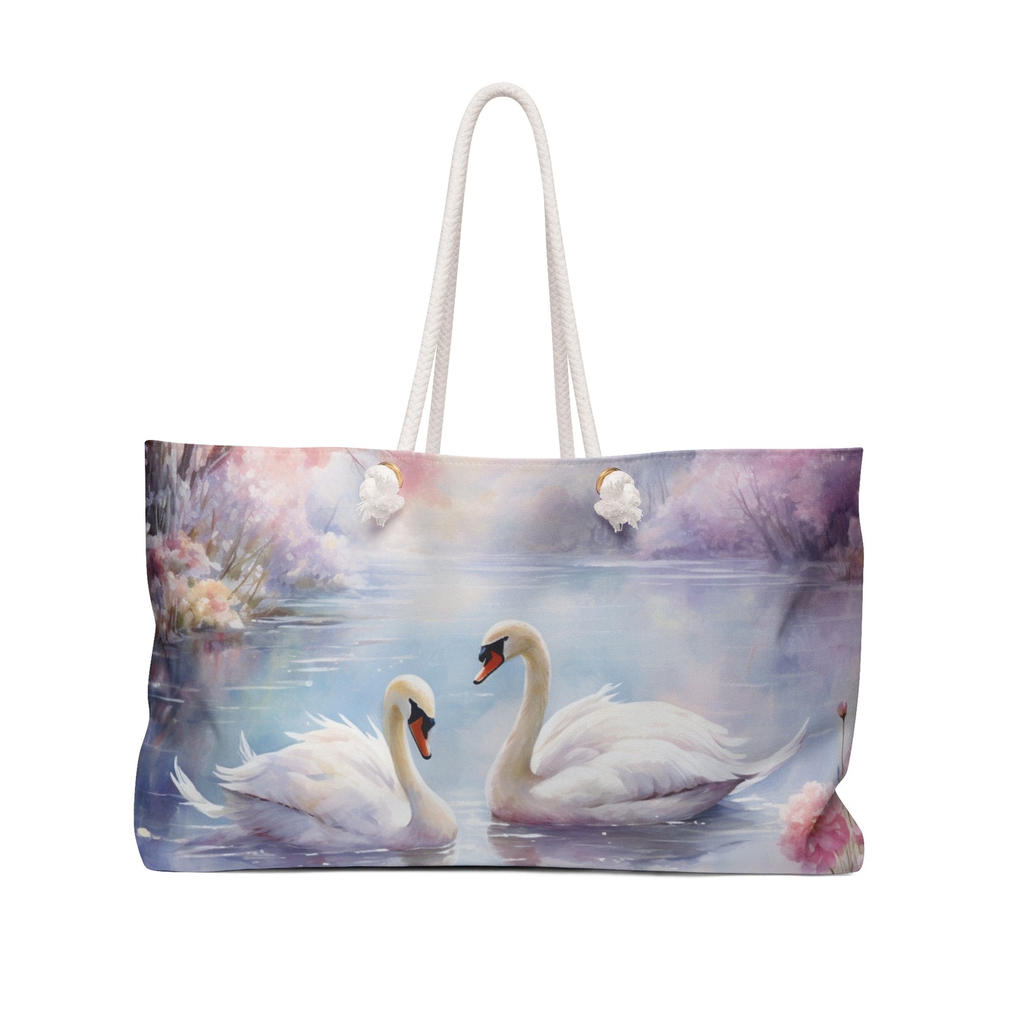 Personalised/Non-Personalised Weekender Bag, Swan, Large Weekender Bag, Beach Bag, Book Bag