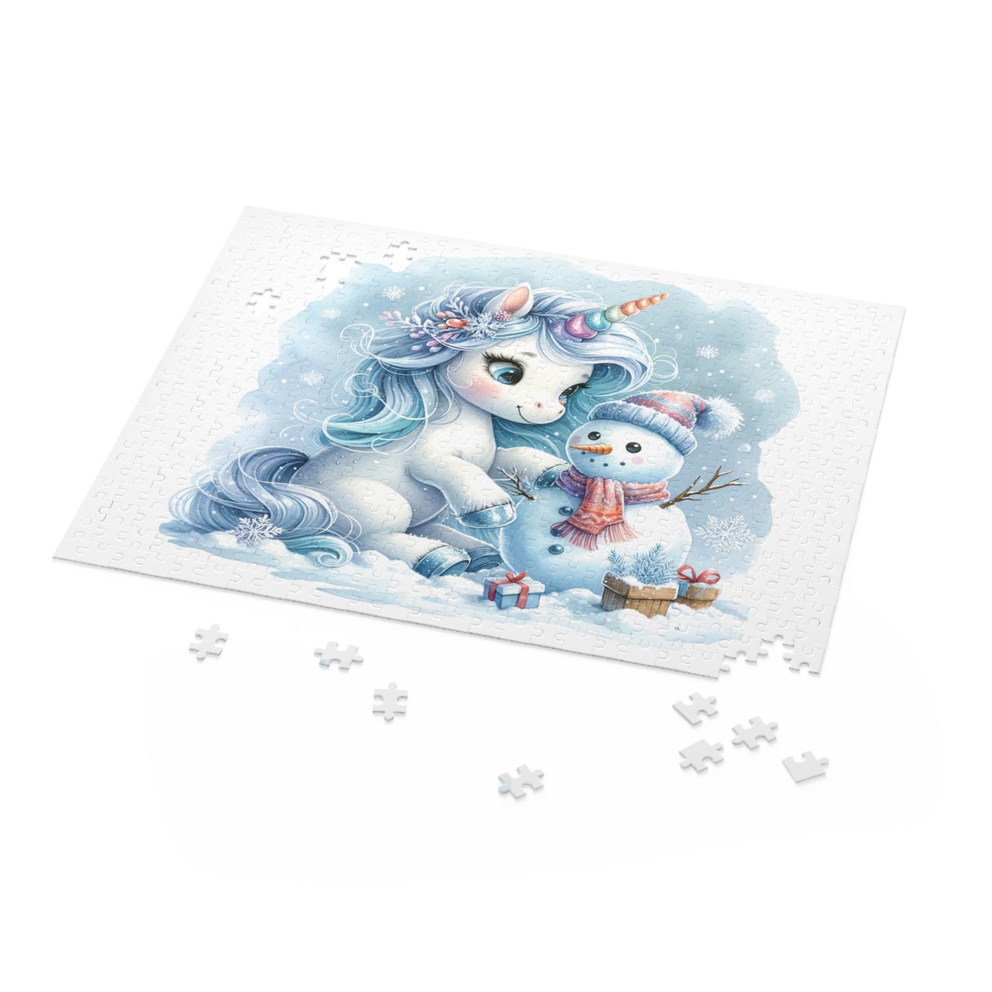 Personalised/Non-Personalised Puzzle, Christmas, Unicorn (120, 252, 500-Piece)