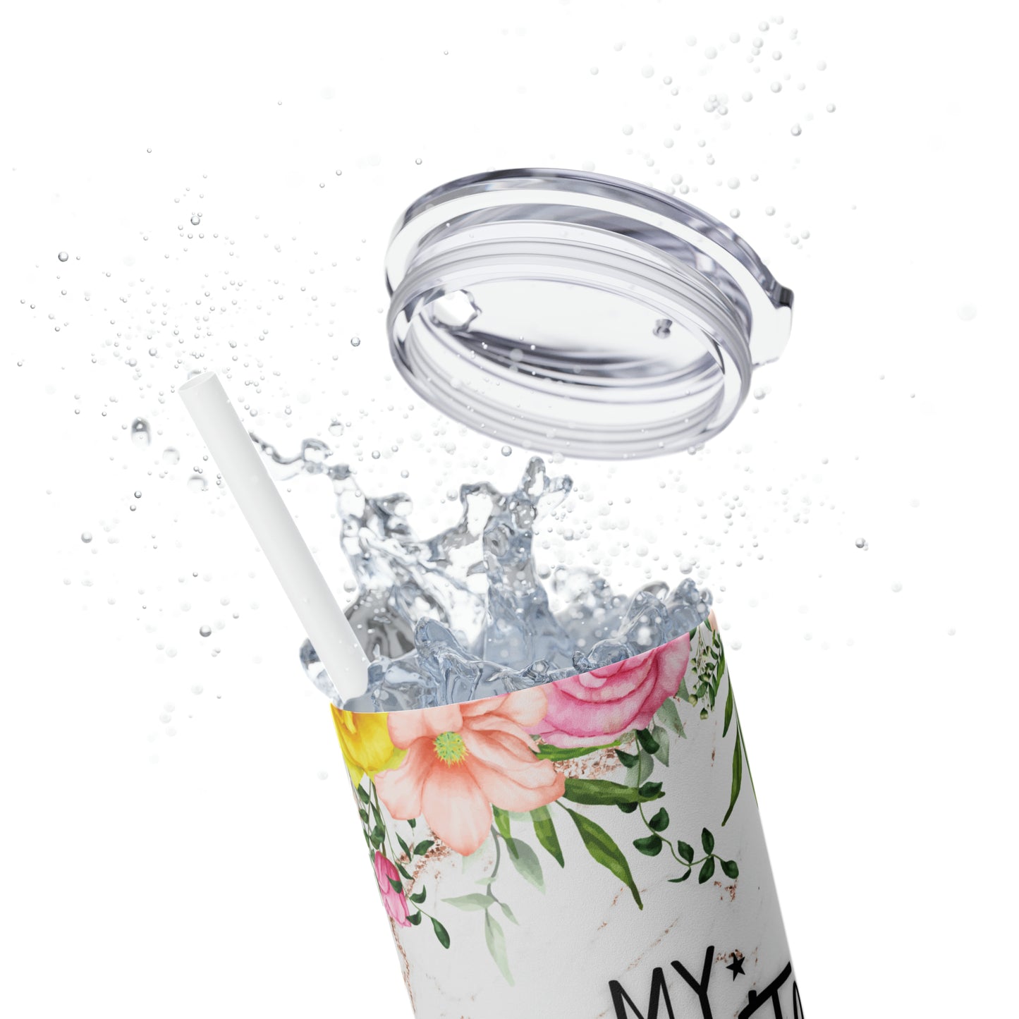 Skinny Tumbler with Straw, 20oz, Floral, Quote, My Favorite People call me Memaw, awd-731