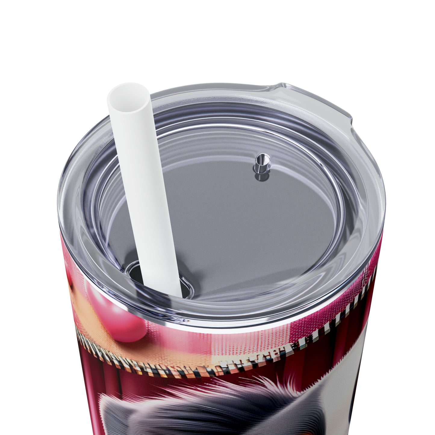 Skinny Tumbler with Straw, 20oz, Dog, Valentines Day, awd-1123