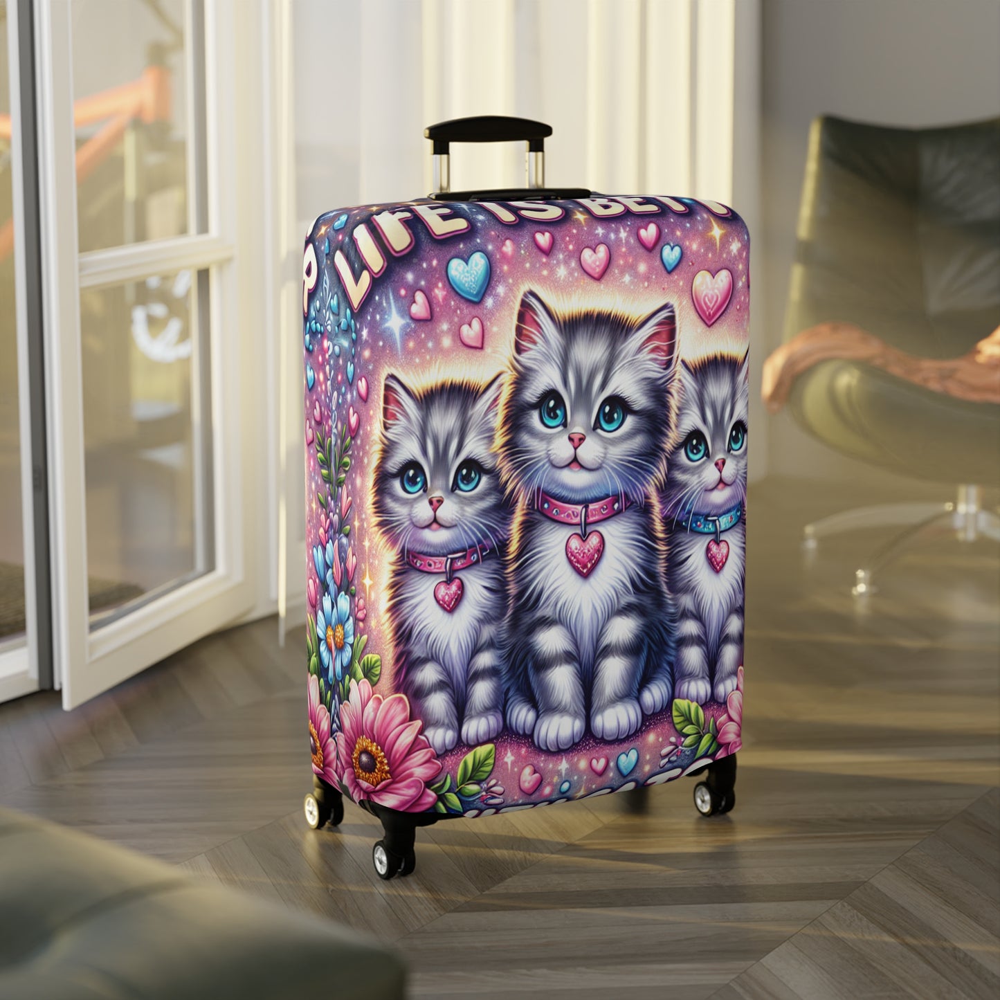 Luggage Cover, Life is better with Cats, awd-1473