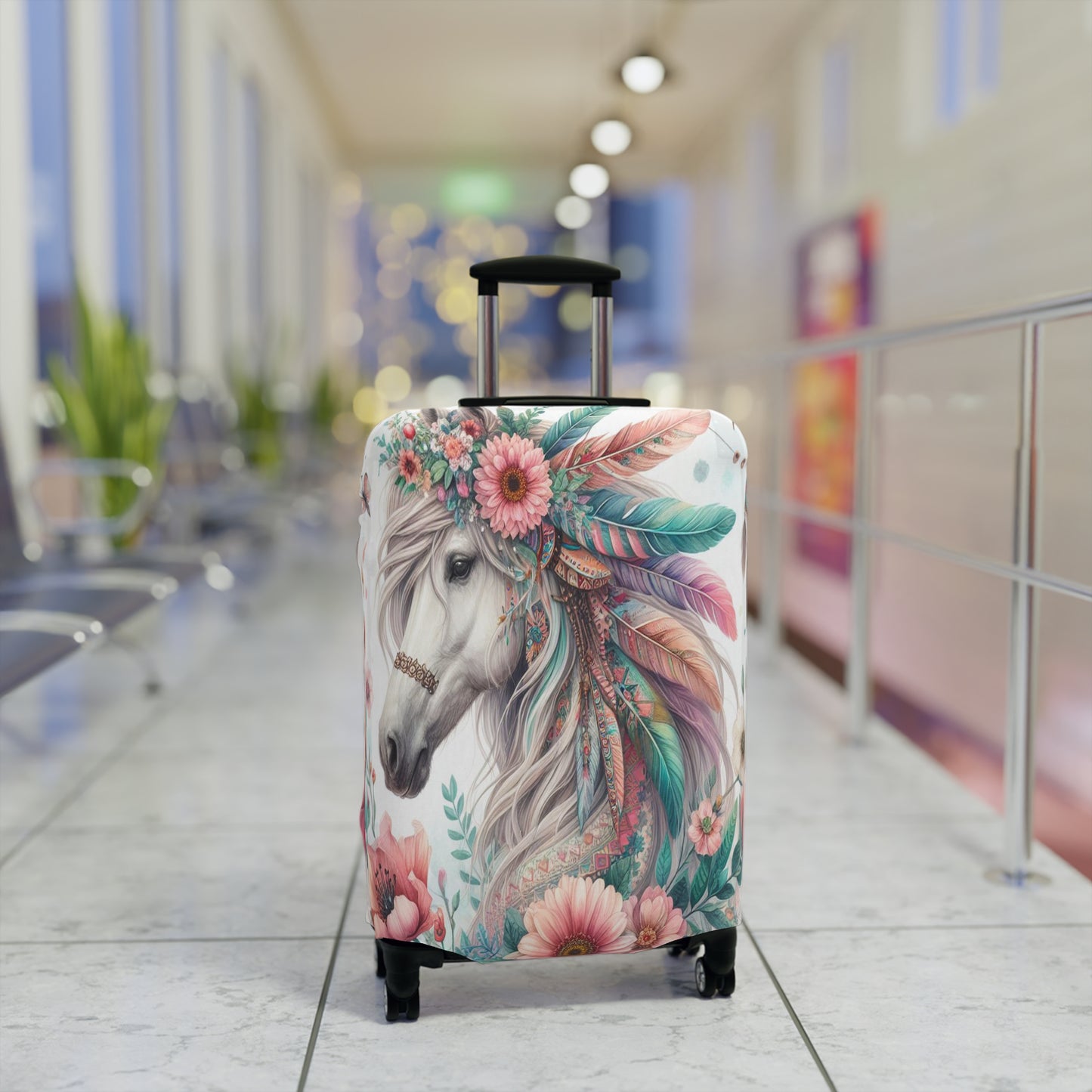 Luggage Cover, Country and Western, Boho Floral Horse, awd-1734