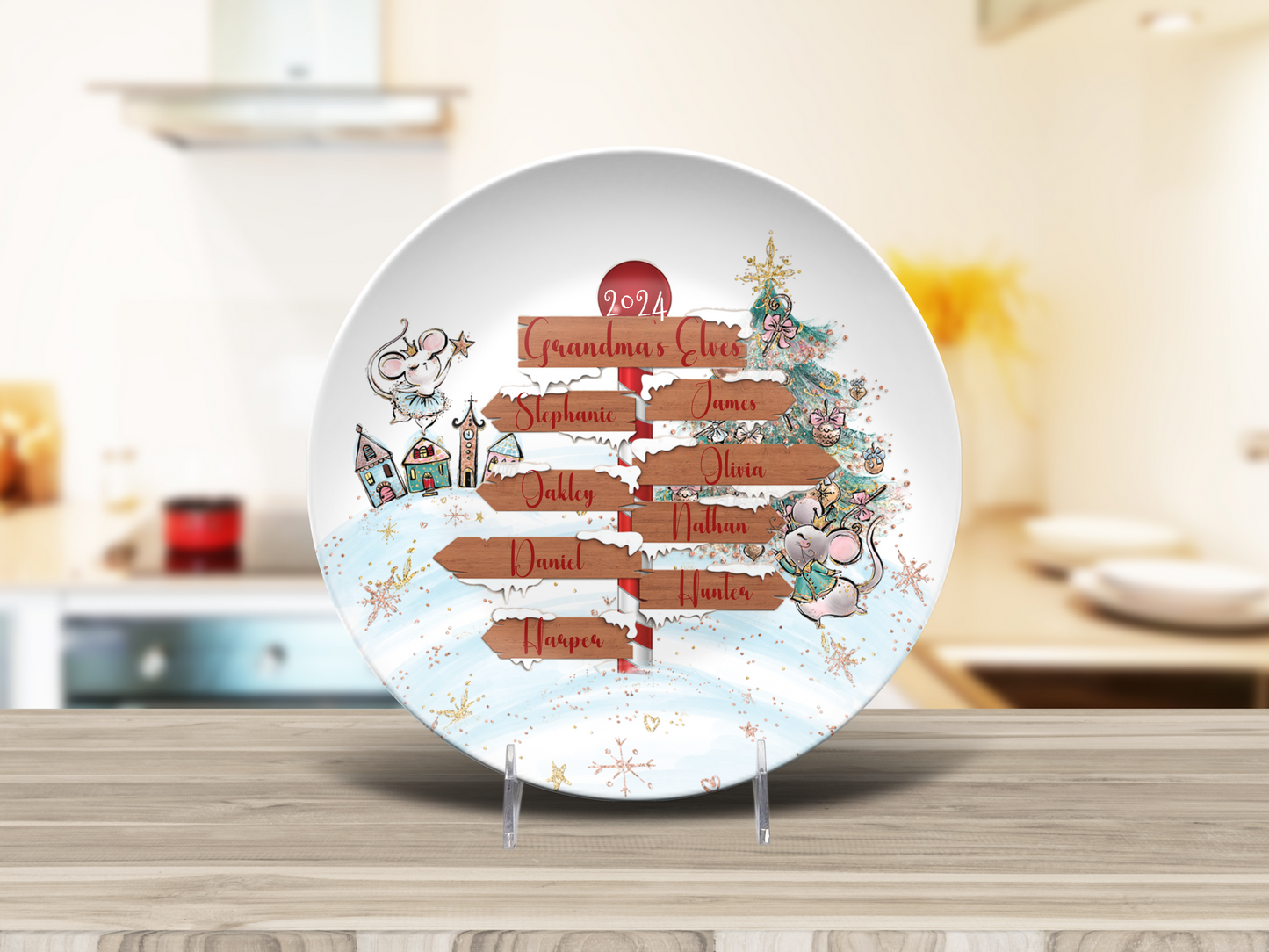 Personalised North Pole Christmas Plate, Family Christmas Plate