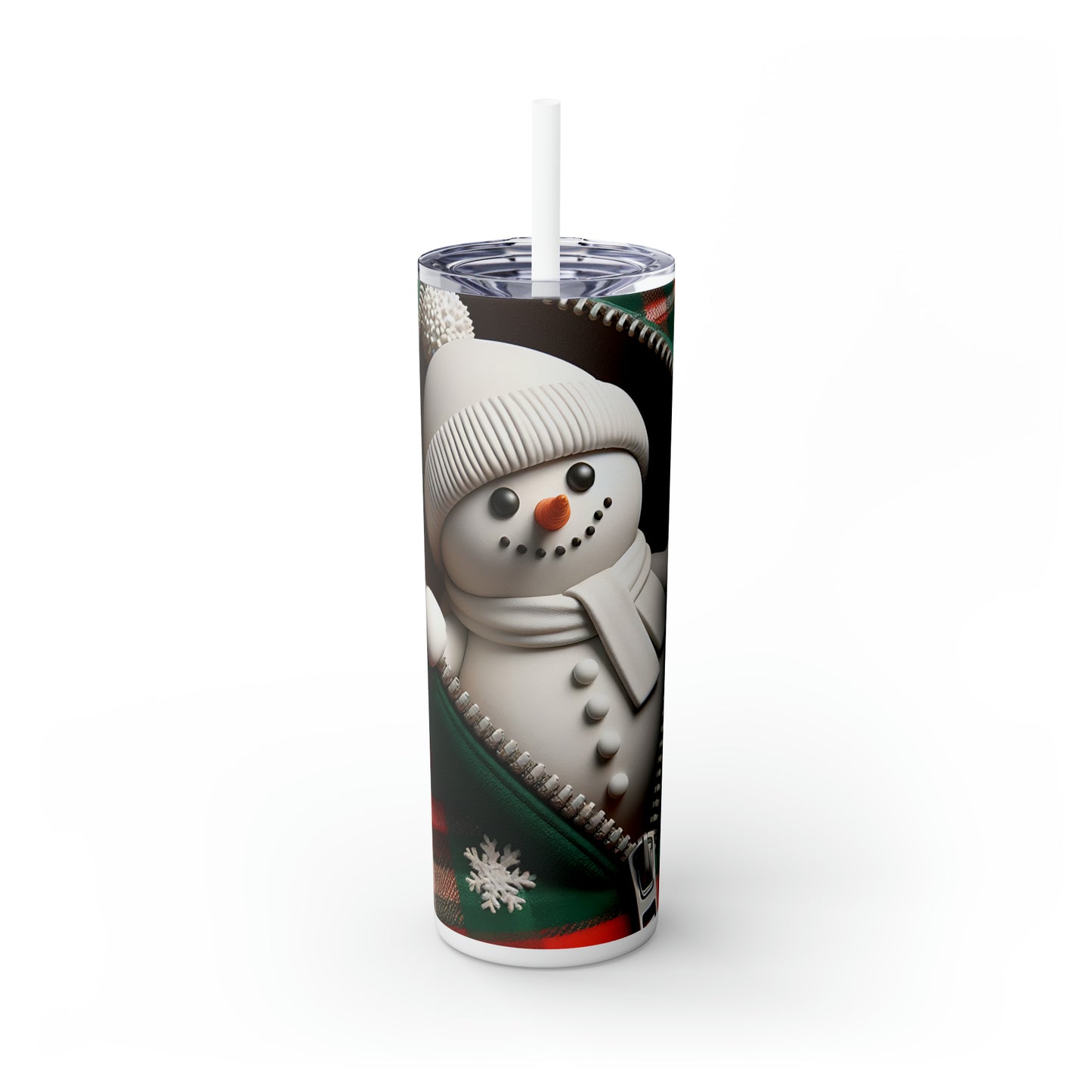 Skinny Tumbler with Straw, 20oz, Snowman